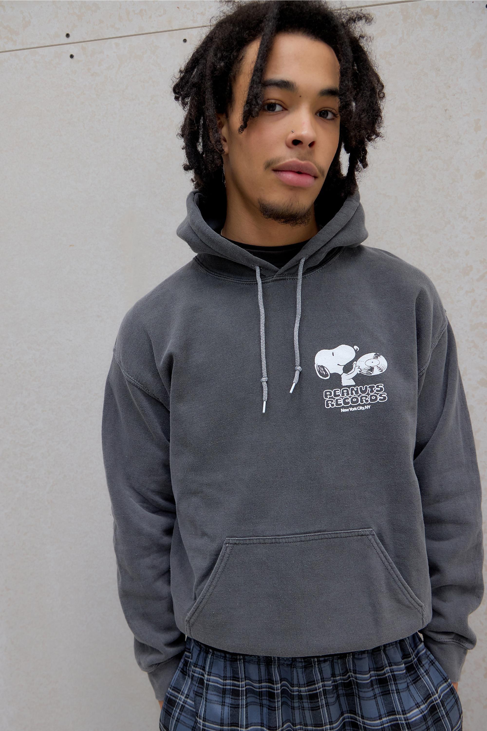 Black Uo Peanuts Record Hoodie, BLK, large image number 3