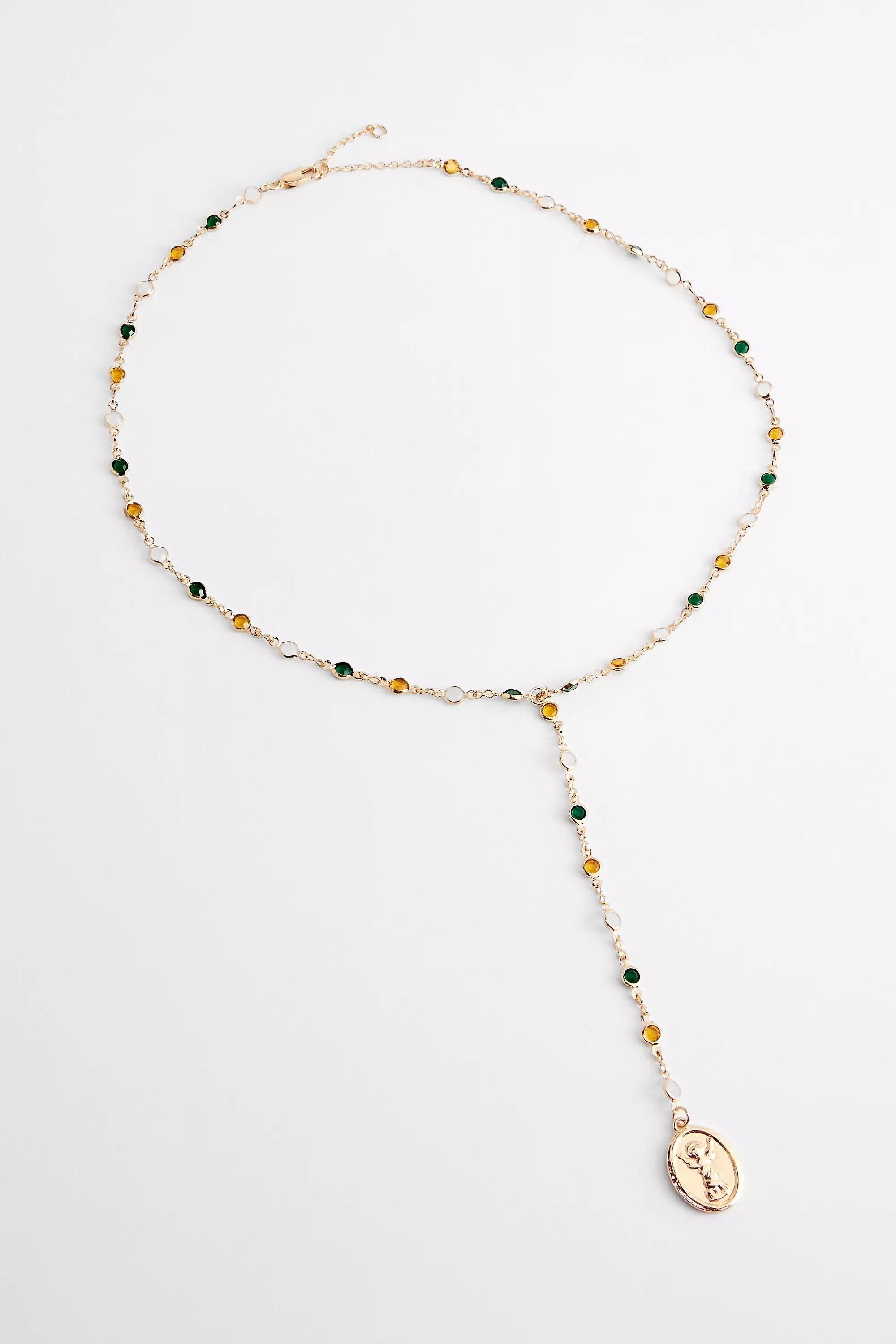 Gold Silence + Noise Gemstone Lariat Necklace, GOLD, large image number 0
