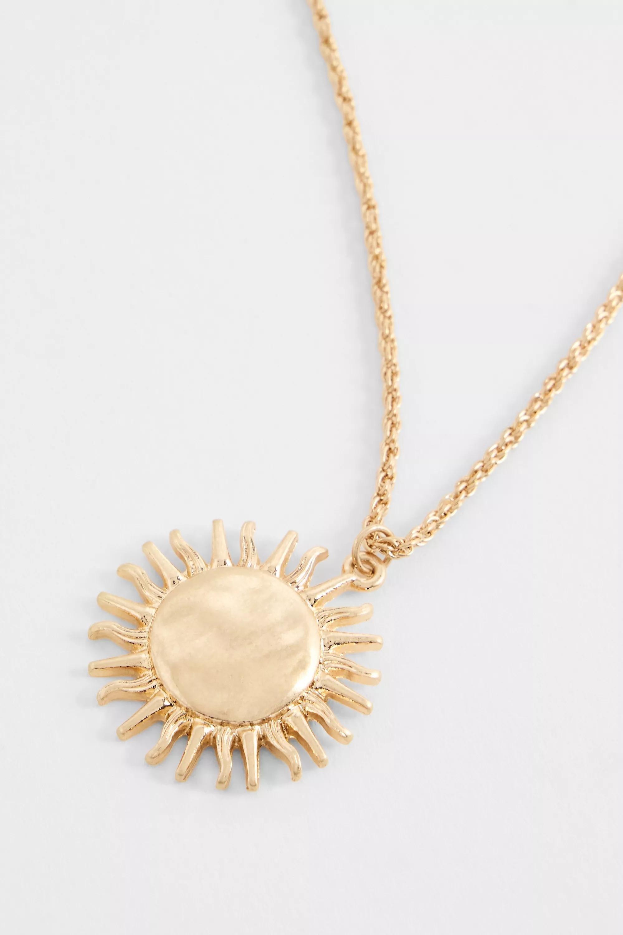 Gold Silence + Noise Hammered Sun Pendant Necklace, GOLD, large image number 1