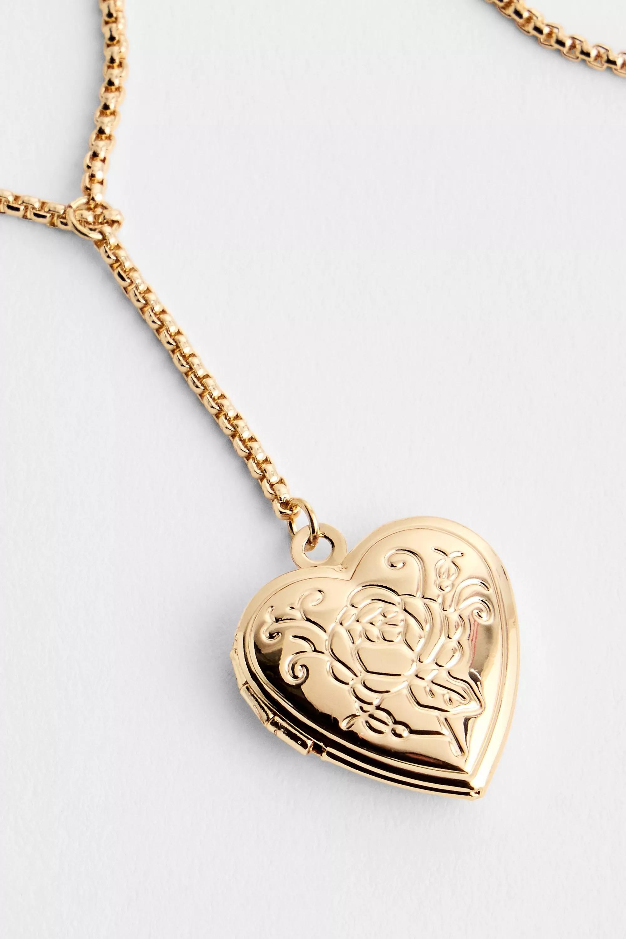Gold Silence + Noise Mini Heart Locket Lariat Necklace, GOLD, large image number 1