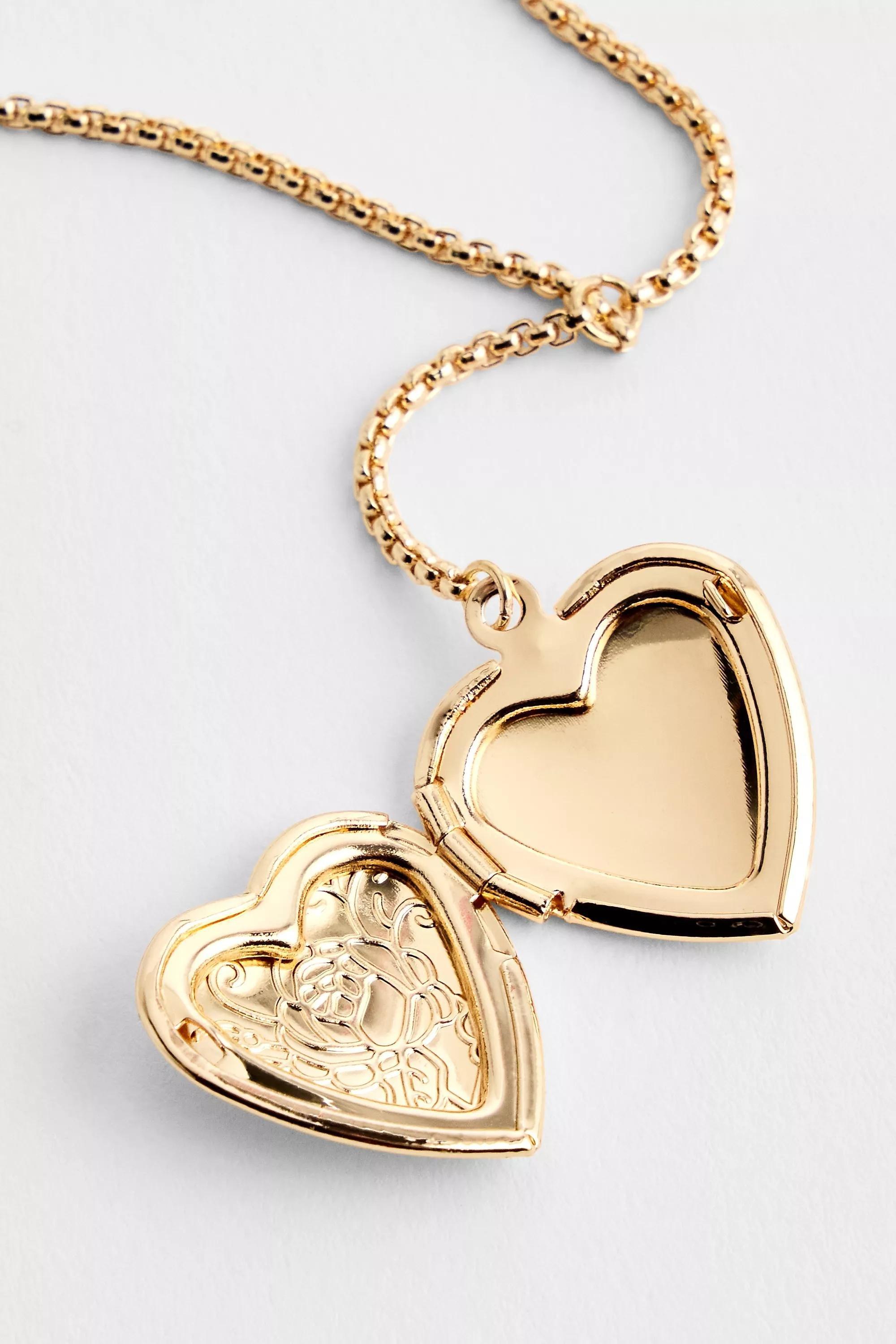 Gold Silence + Noise Mini Heart Locket Lariat Necklace, GOLD, medium