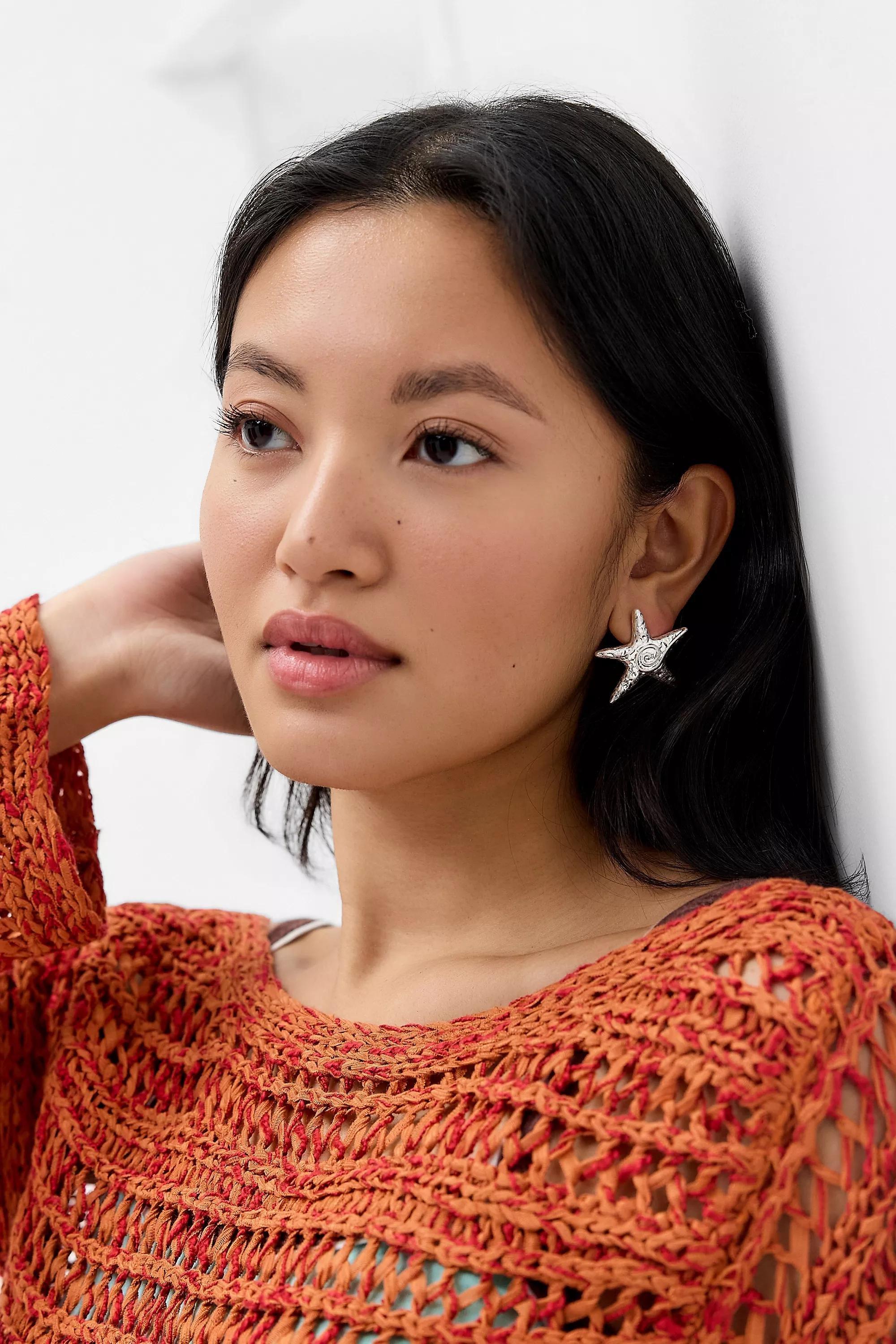 Silver Silence + Noise Spiral Starfish Earrings, SLVR, medium