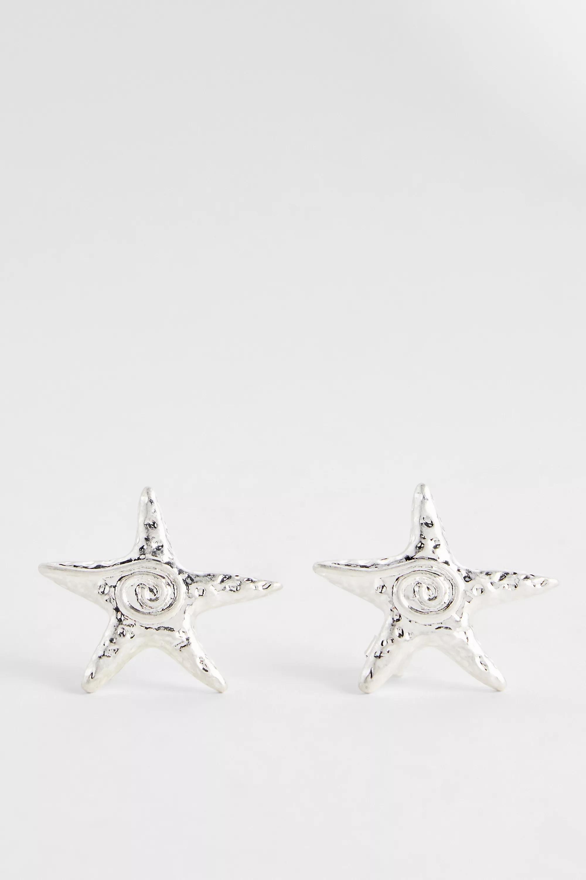 Silver Silence + Noise Spiral Starfish Earrings, SLVR, large image number 1