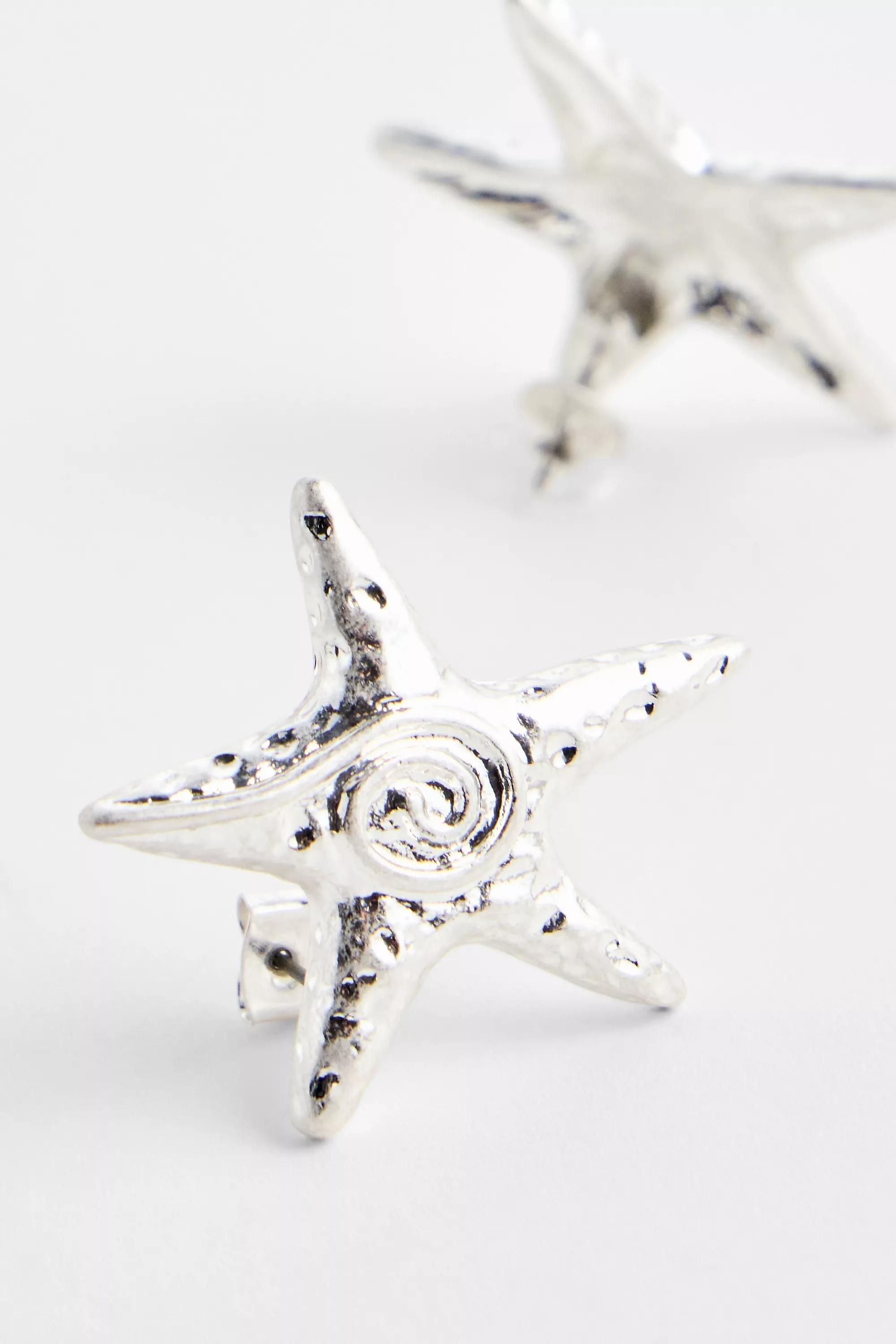 Silver Silence + Noise Spiral Starfish Earrings, SLVR, medium