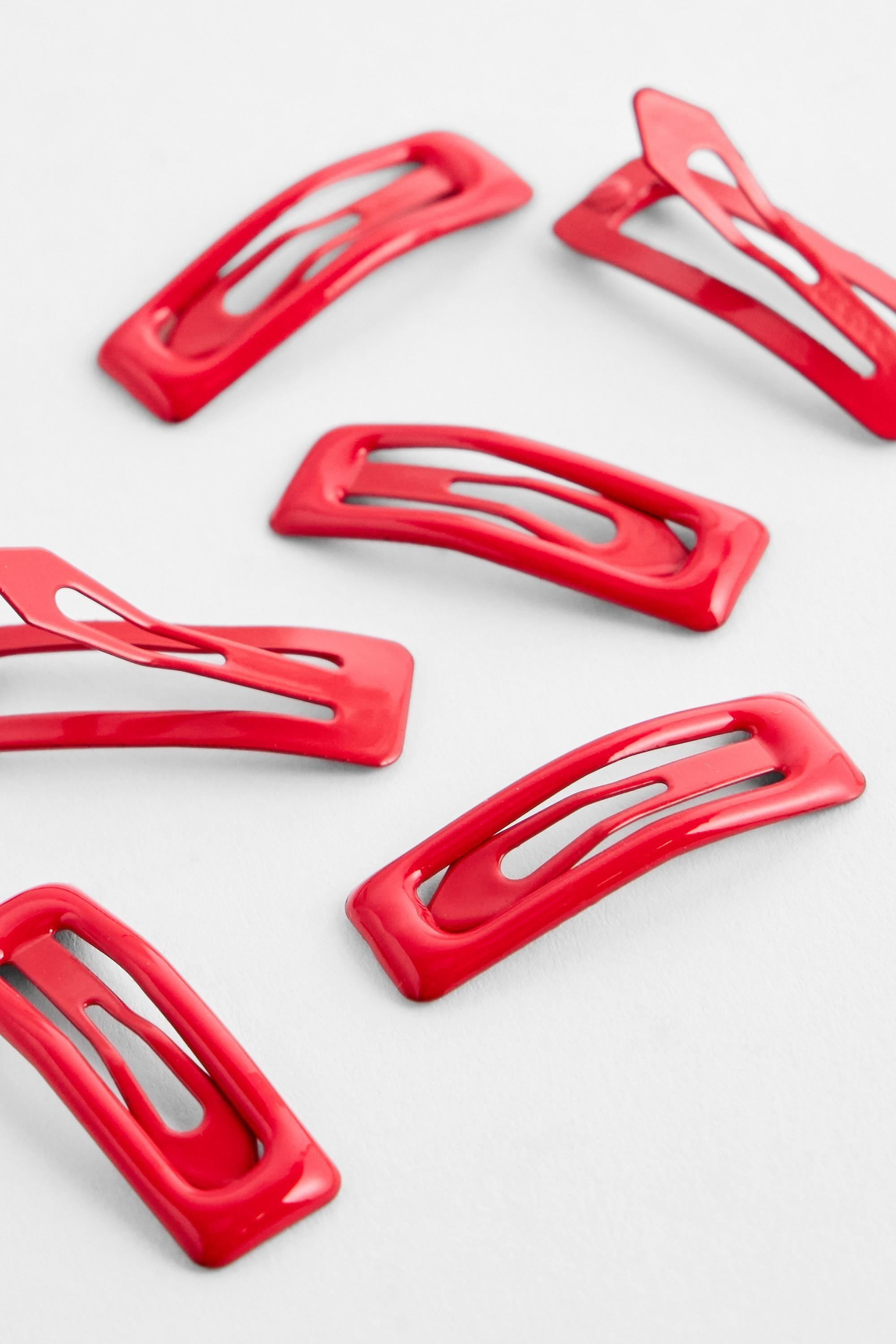 Red Mini Square Snap Hair Clips, RED, large image number 1