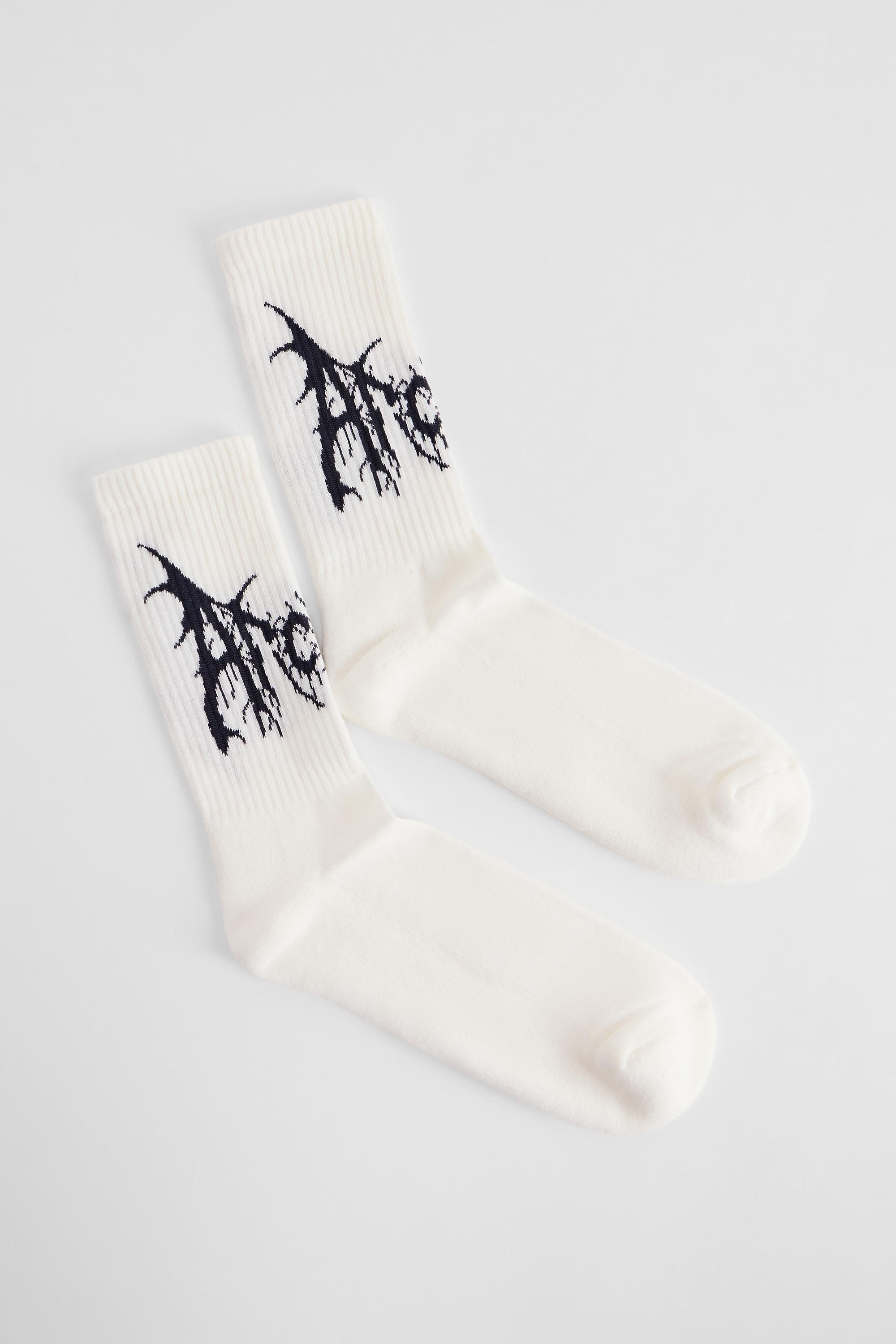 Brige Archivis White Logo Socks, IVRY, large image number 1