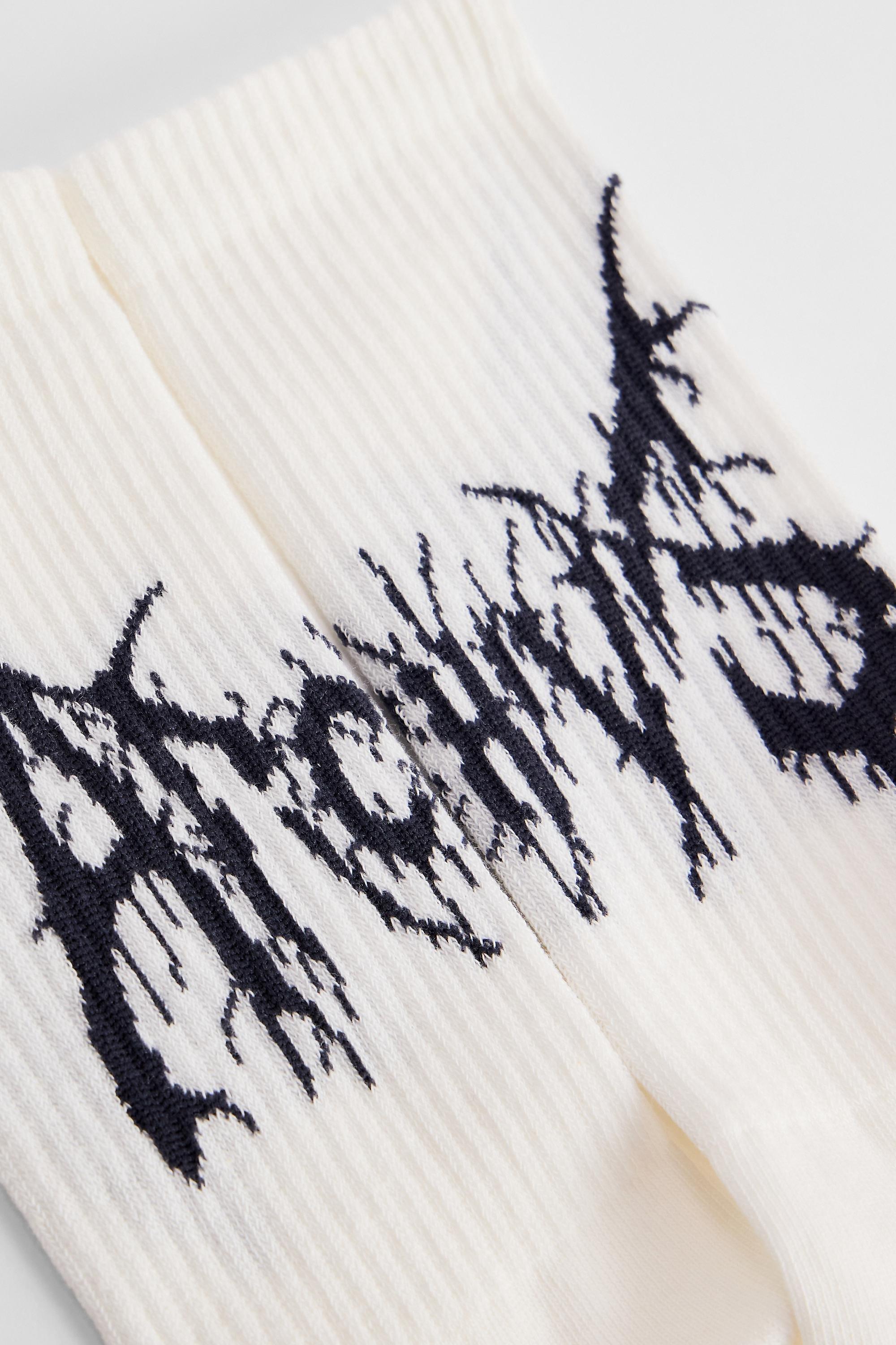 Brige Archivis White Logo Socks, IVRY, large image number 2