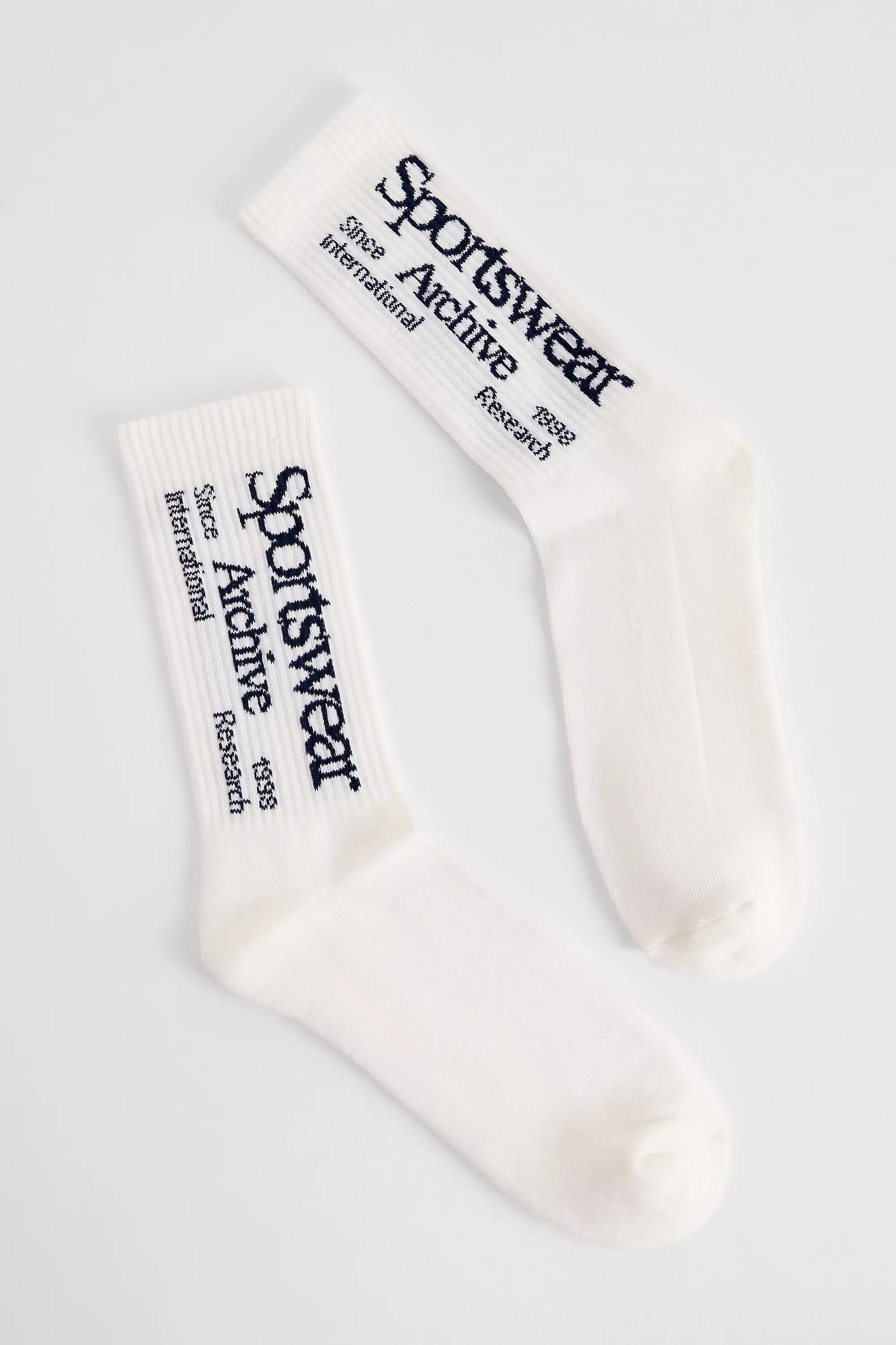 White Uo Ecru Sportswear Archive Logo Socks, IVRY, medium