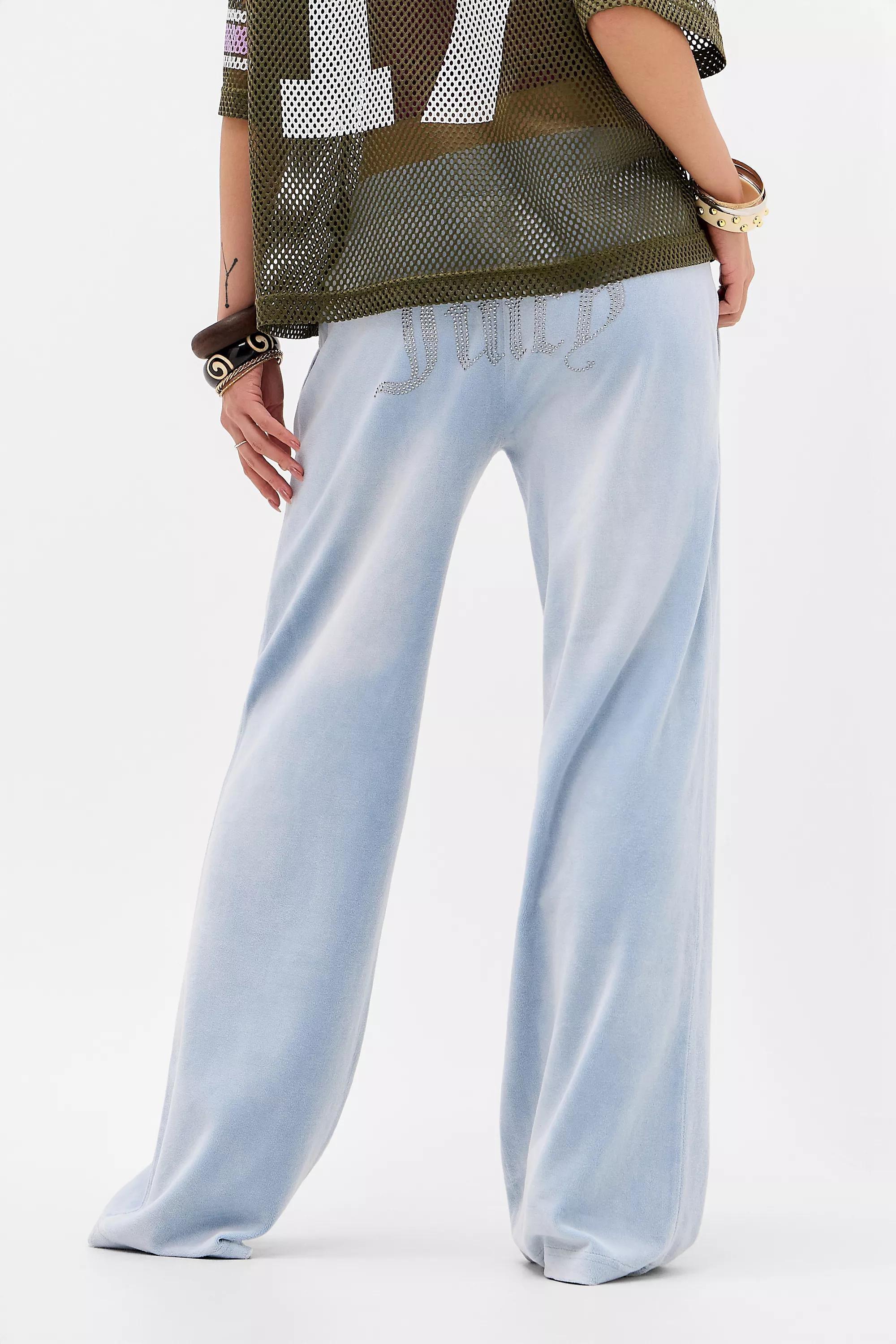 Blue Juicy Couture Uo Exclusive Blue Velour Track Pants, BLUE, large image number 4