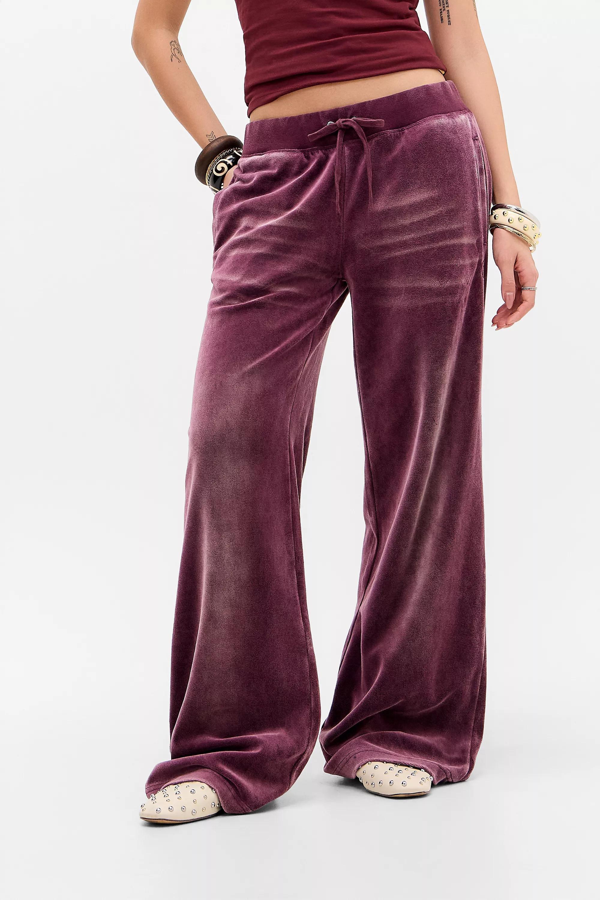 Red Juicy Couture Uo Wine Washed Velour Track Pants, WINE, large image number 0