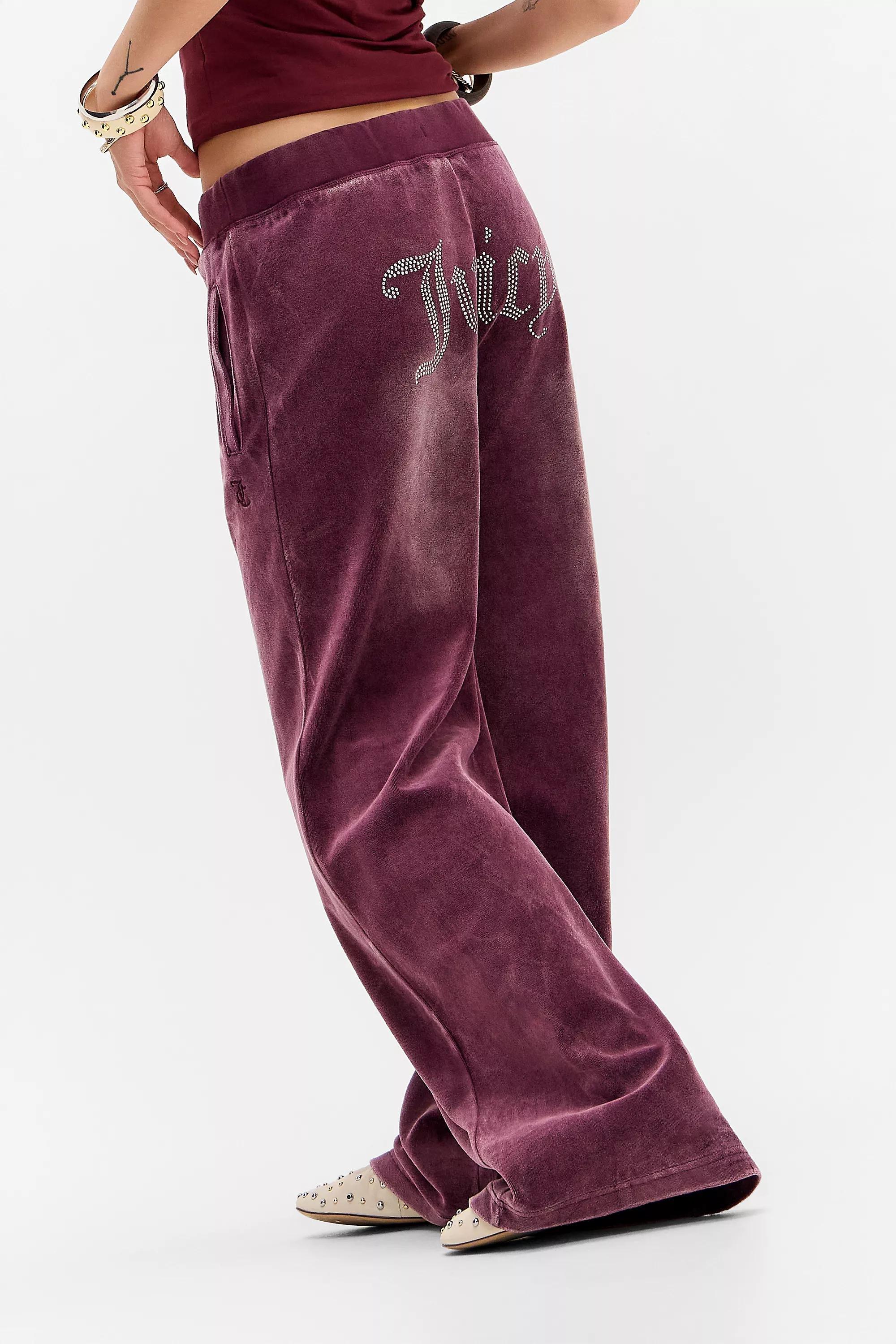 Red Juicy Couture Uo Wine Washed Velour Track Pants, WINE, large image number 3