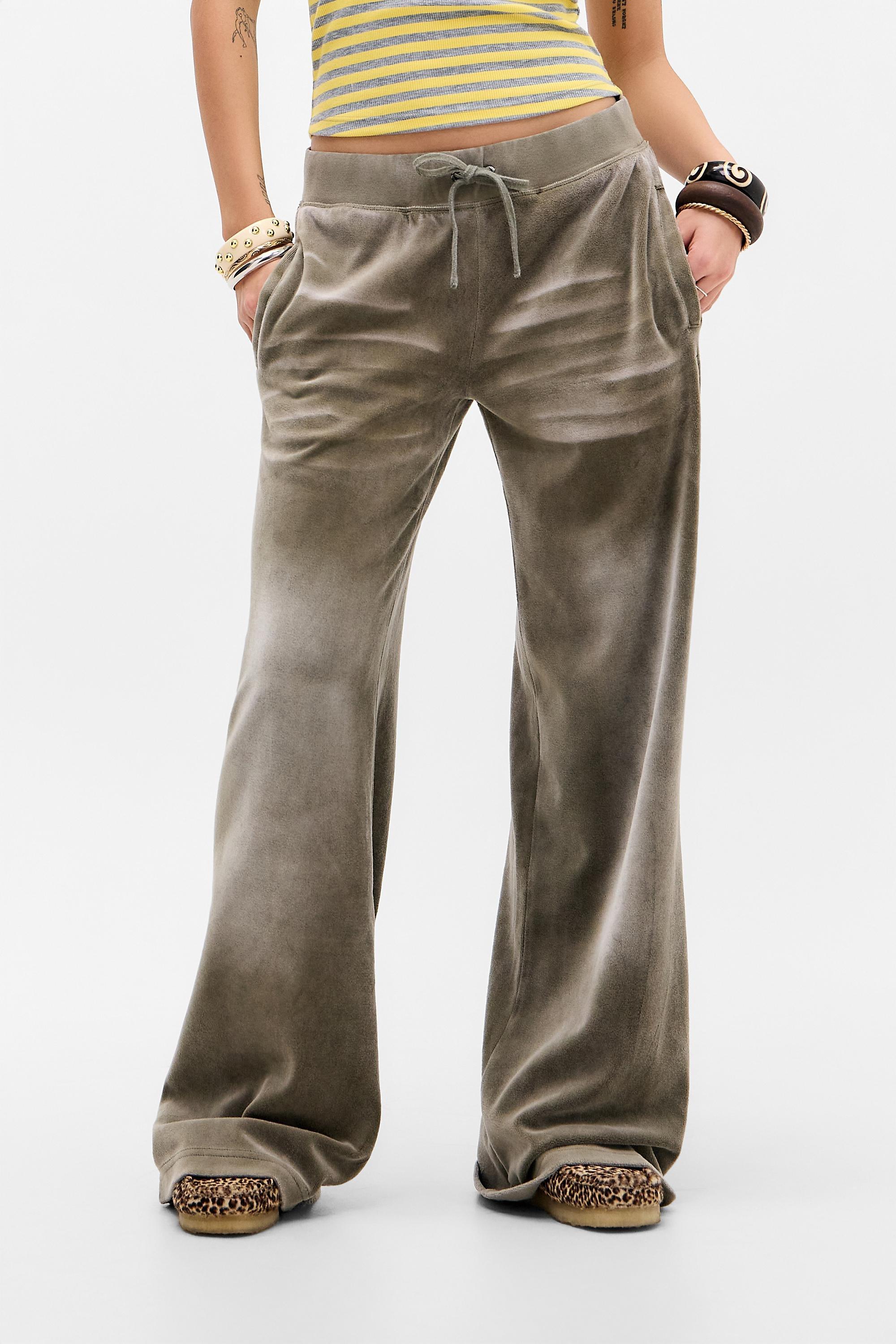 Green Juicy Couture Uo Exclusive Washed Green Velour Track Pants, GRN, large image number 0