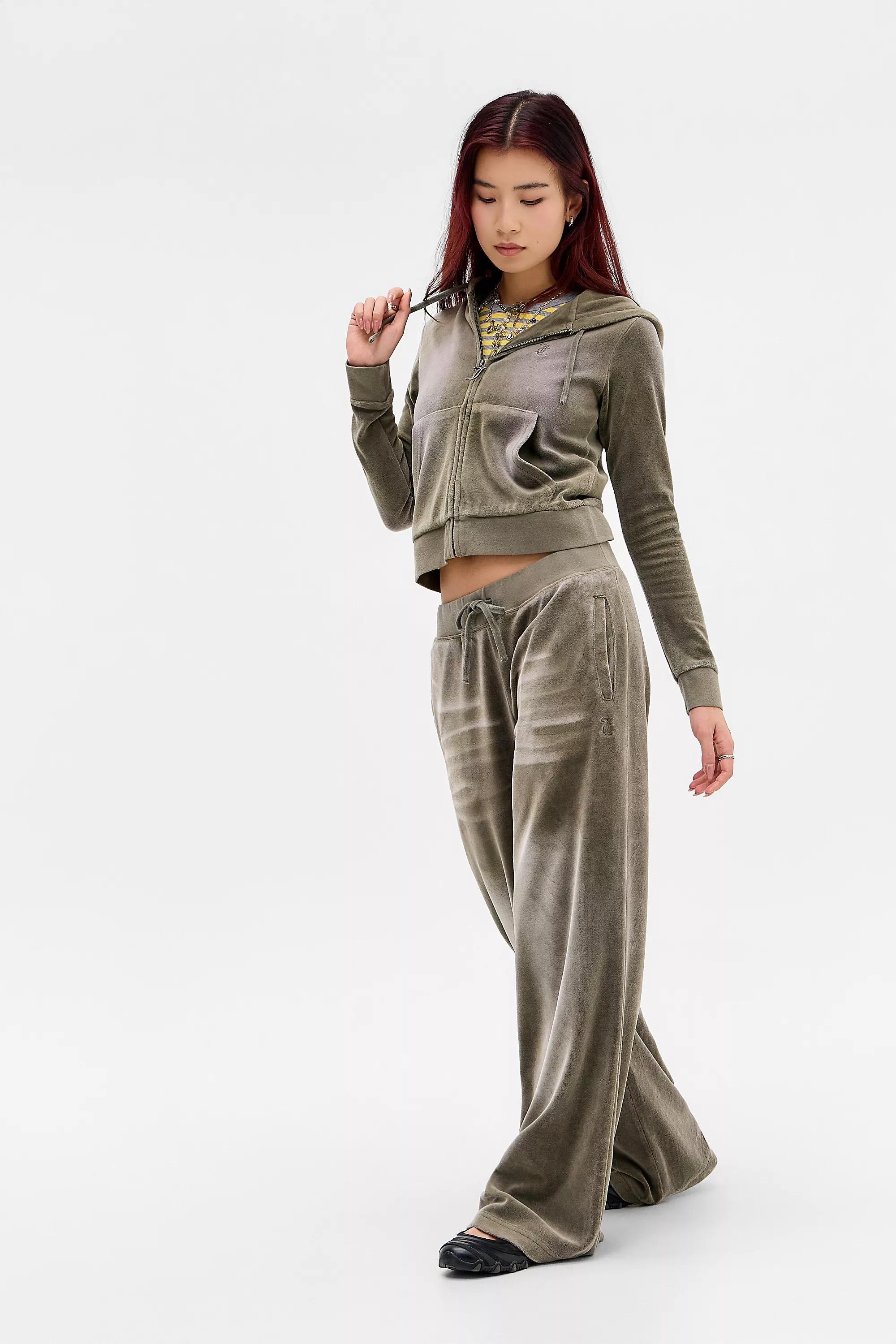 Green Juicy Couture Uo Exclusive Washed Green Velour Track Pants, GRN, large image number 3