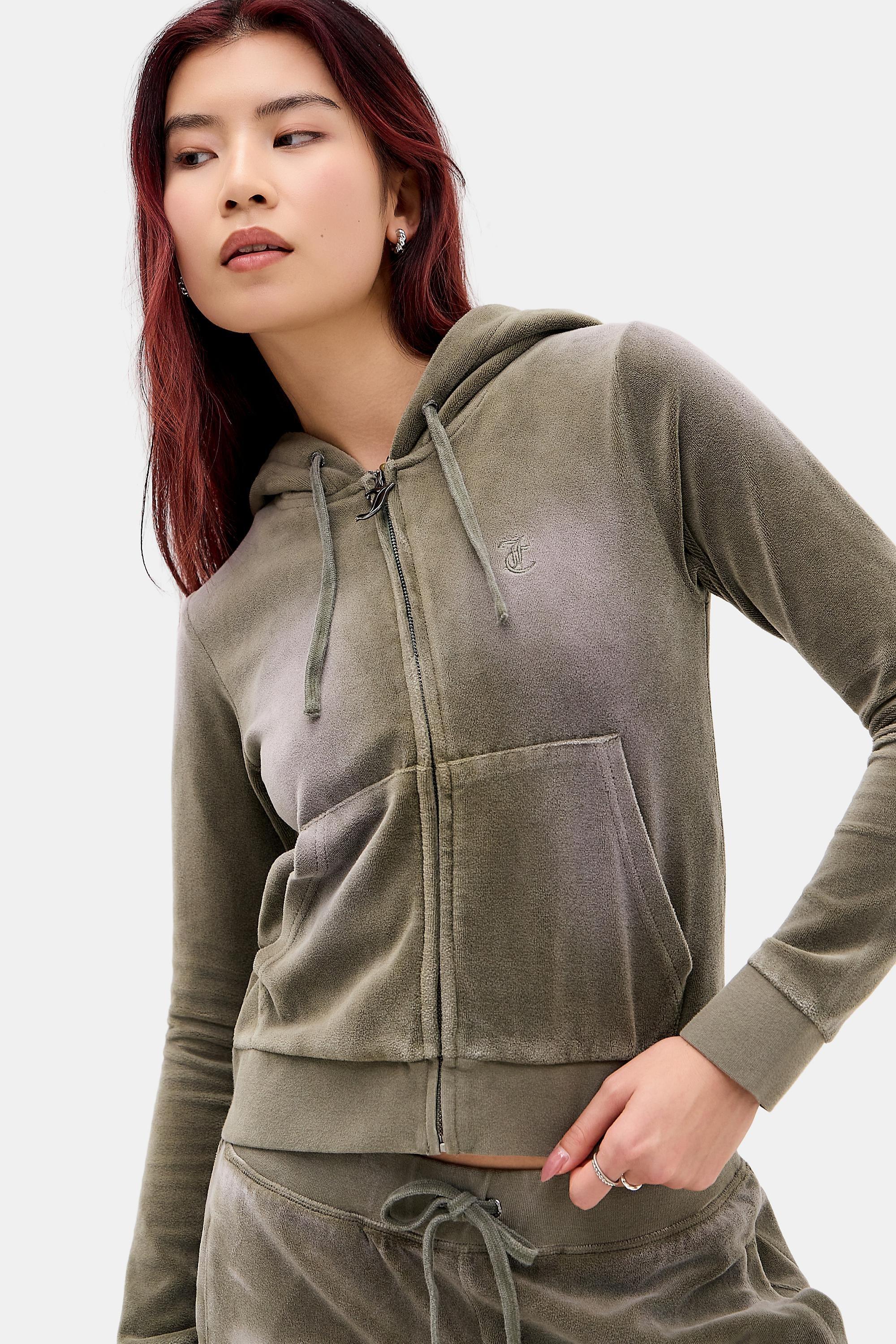 Green Juicy Couture Uo Exclusive Washed Sea Green Velour Hoodie, GRN, large image number 0