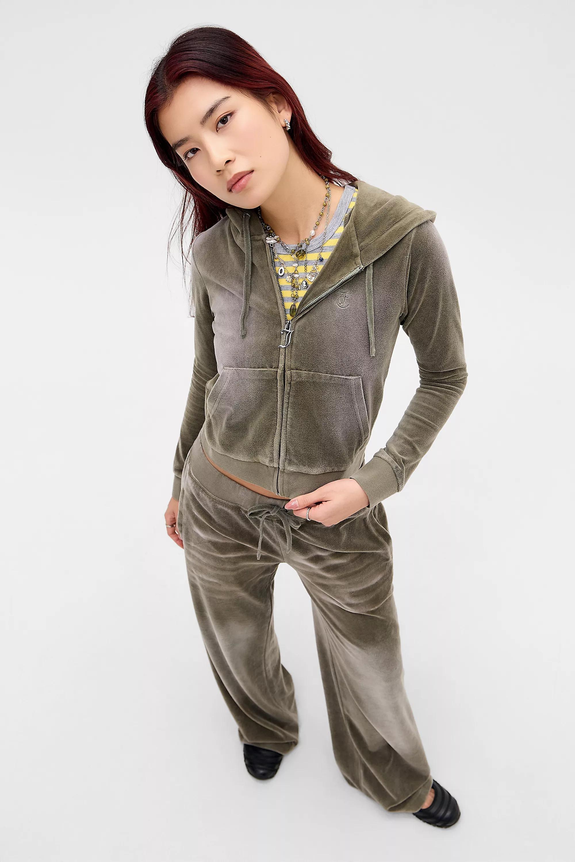 Green Juicy Couture Uo Exclusive Washed Sea Green Velour Hoodie, GRN, large image number 1