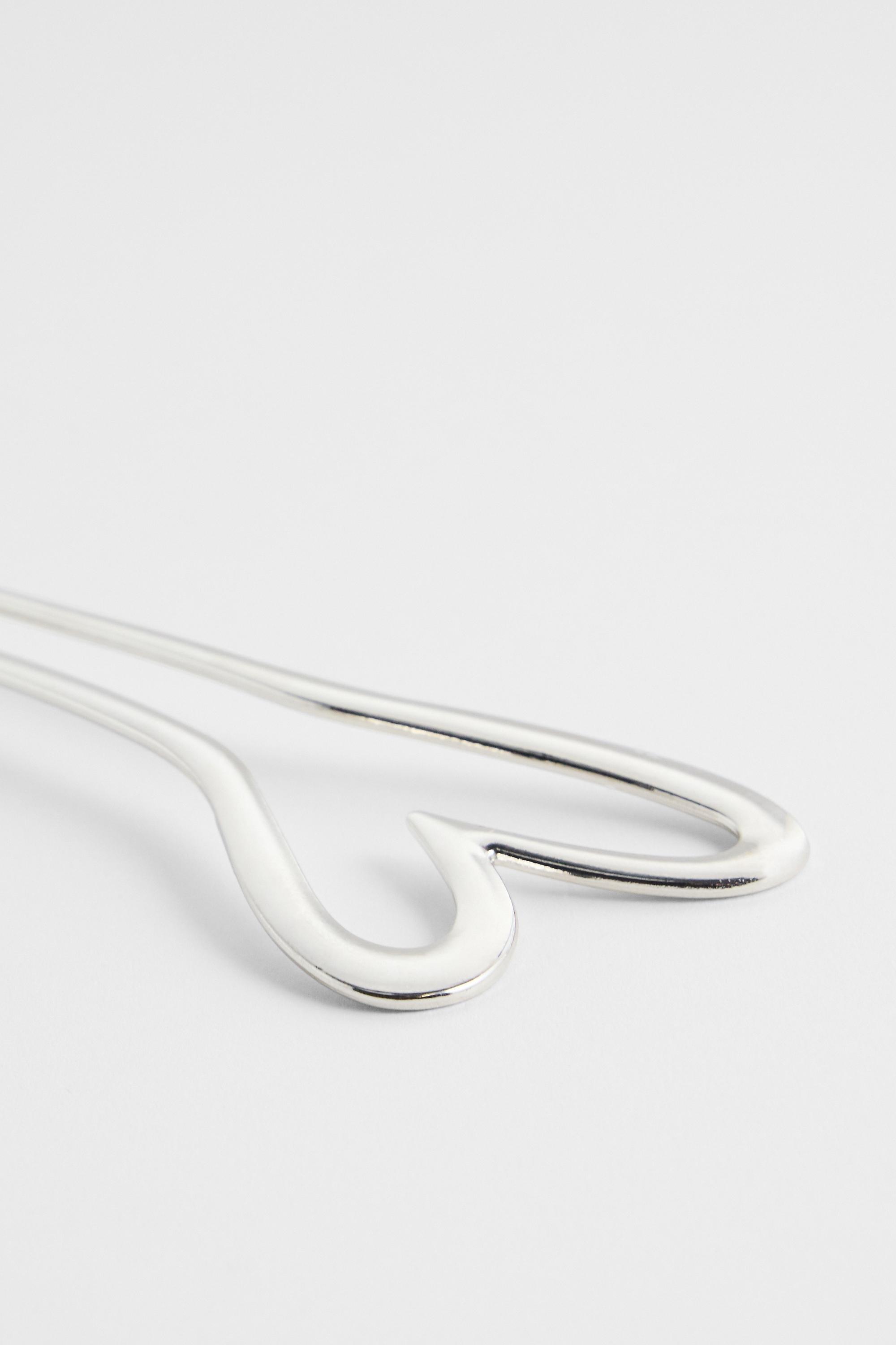 Silver Uo Heart Hair Pin, SLVR, medium
