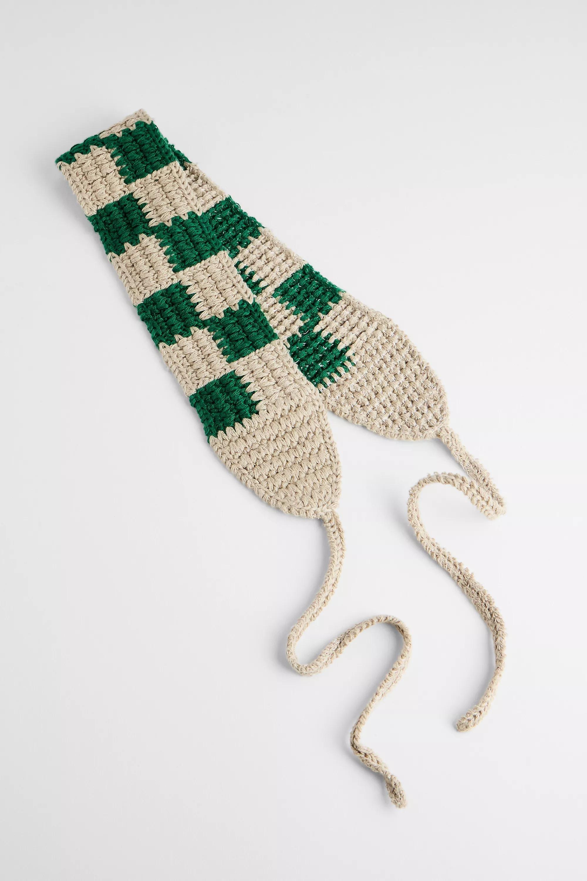 GREEN UO Check Knitted Headband, GRN, large image number 0