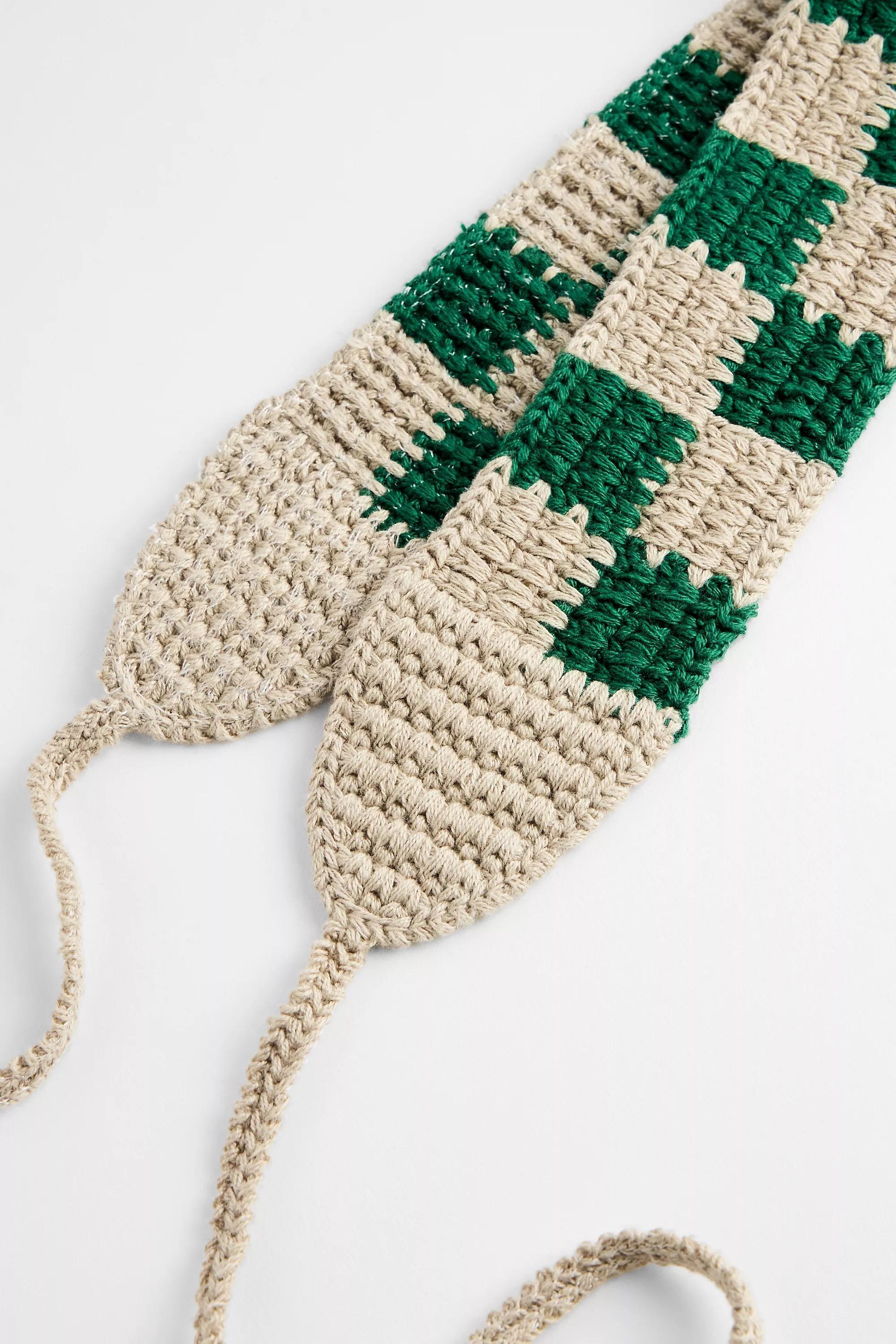 GREEN UO Check Knitted Headband, GRN, large image number 1