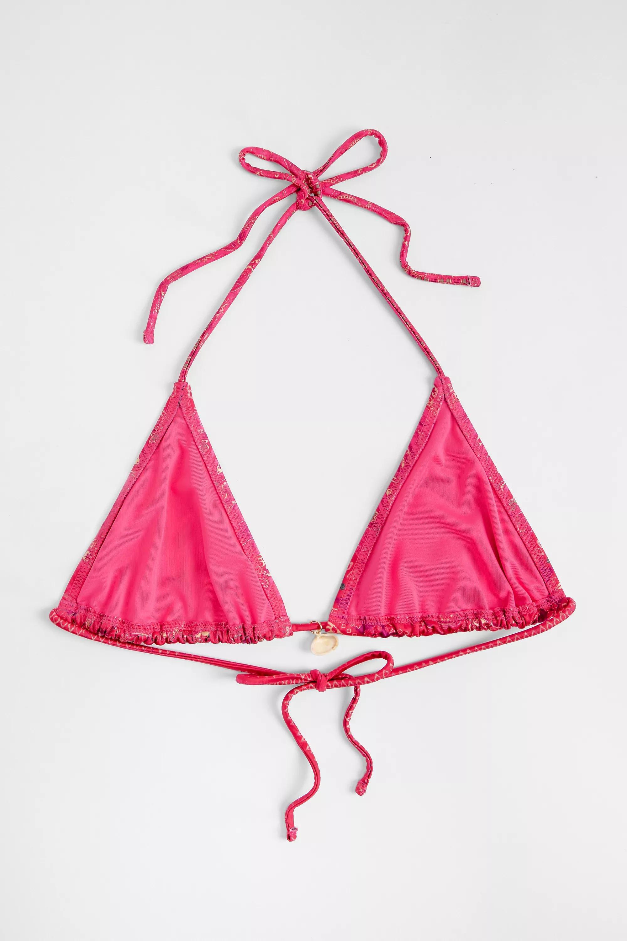 PINK Out From Under Floral Aztec Shell Bikini Top, PINK, large image number 5