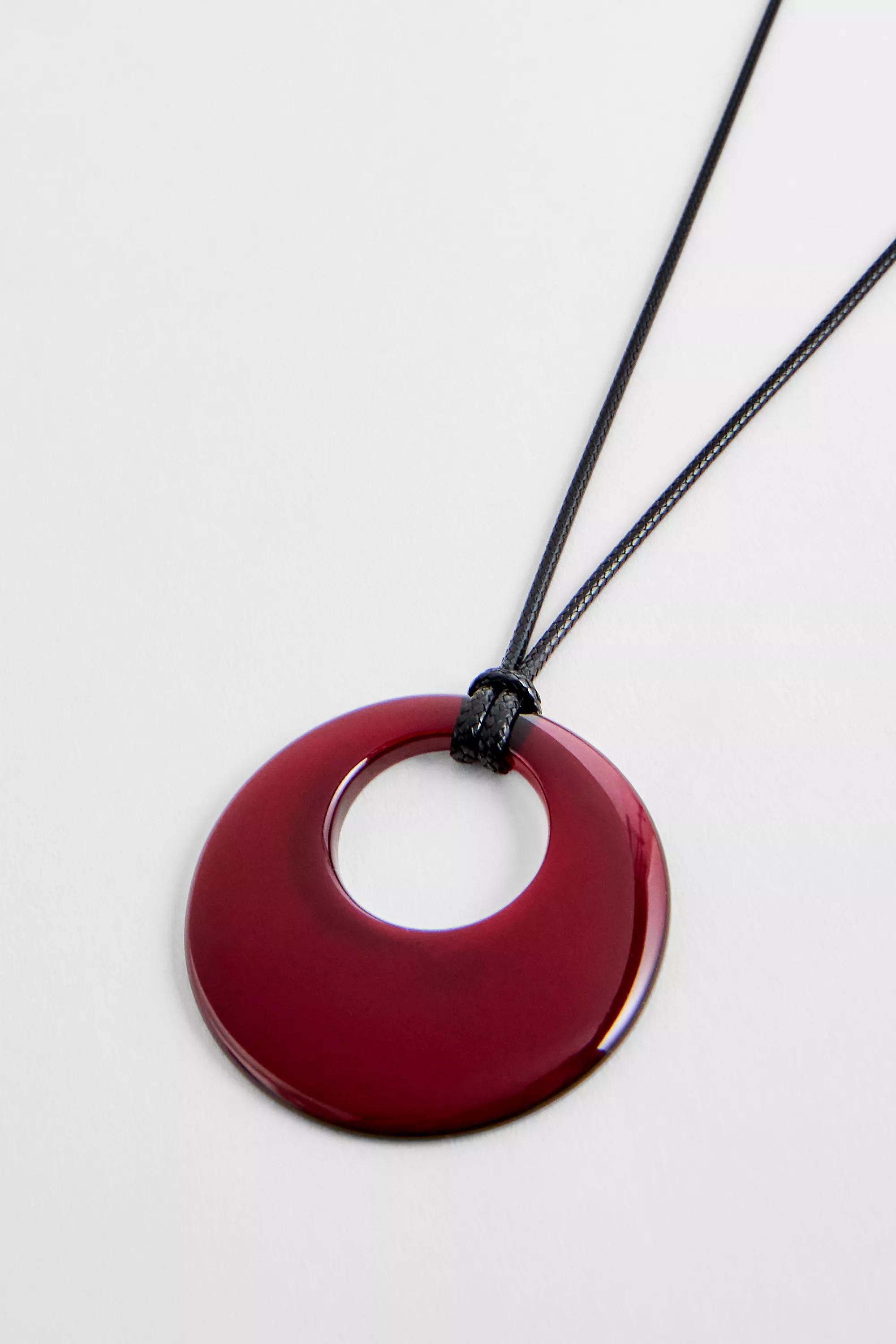 Maroon Silence + Noise Red Round Cord Pendant Necklace, WINE, large image number 2
