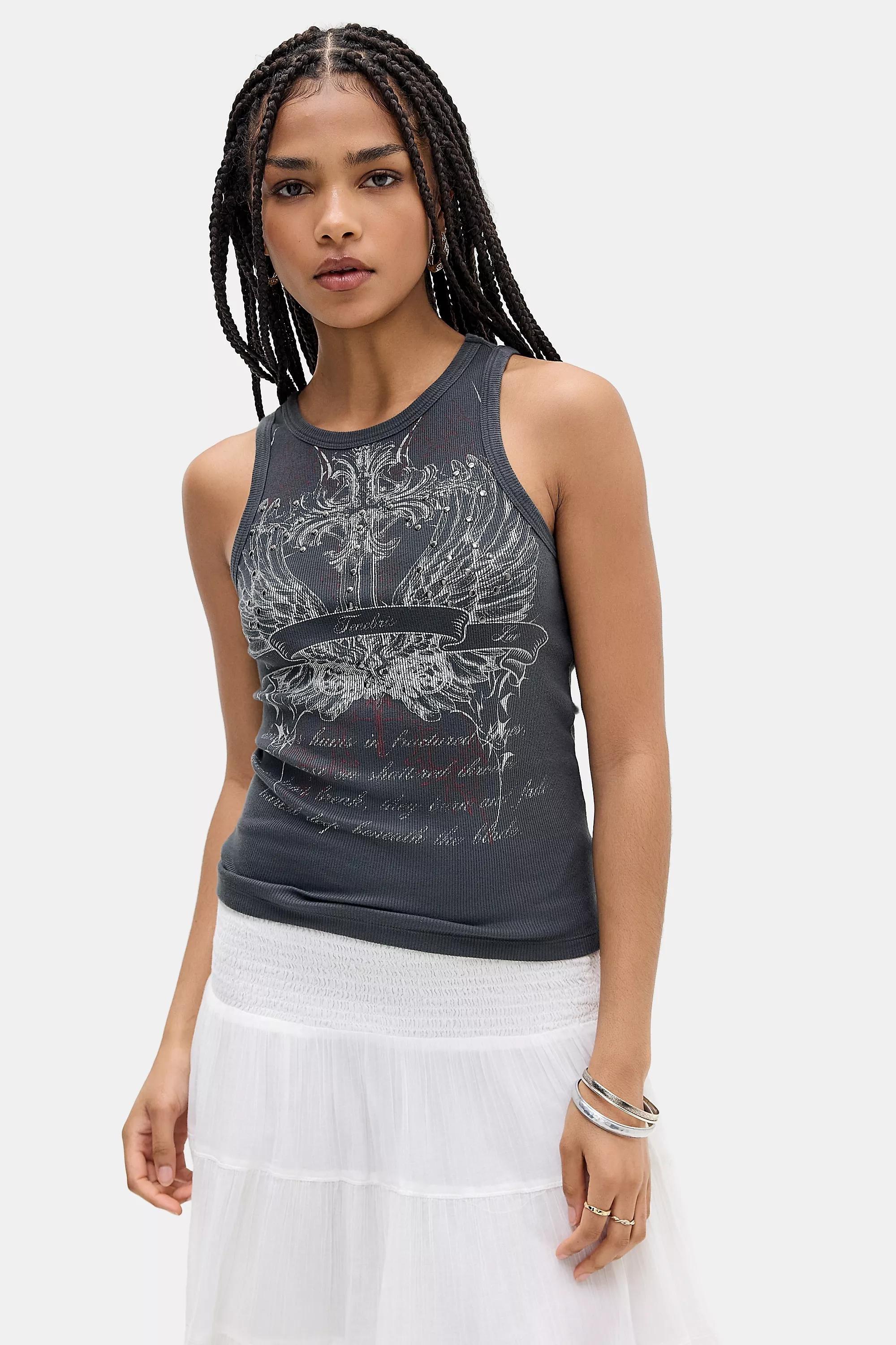 Black Silence + Noise Restless Grunge Tank Top, BLK, large image number 0