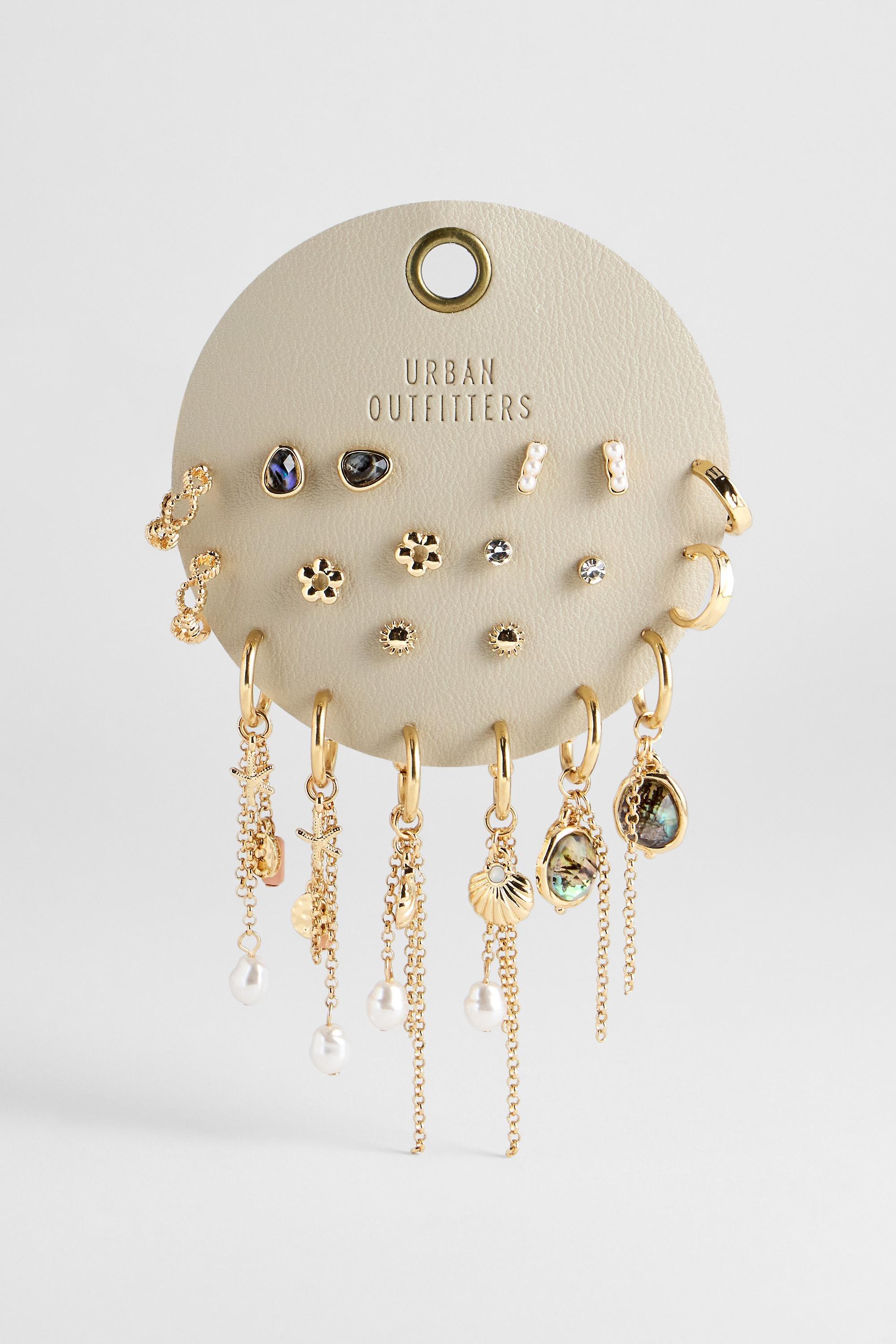 Gold Silence + Noise Ocean Stacking Earrings, Set Of 10, GOLD, large image number 0