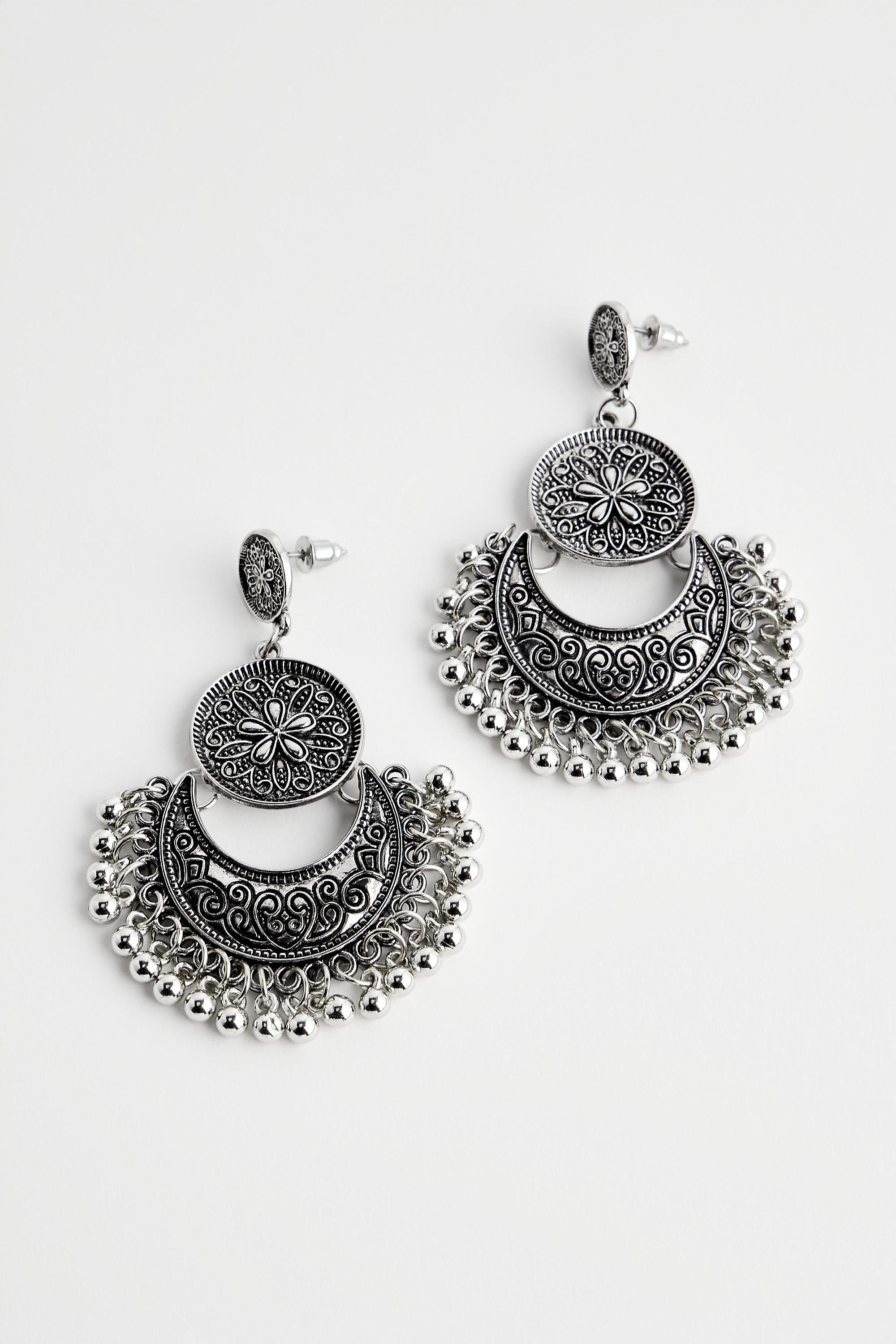 Silver Silence + Noise Ornate Boho Earrings, SLVR, large image number 0