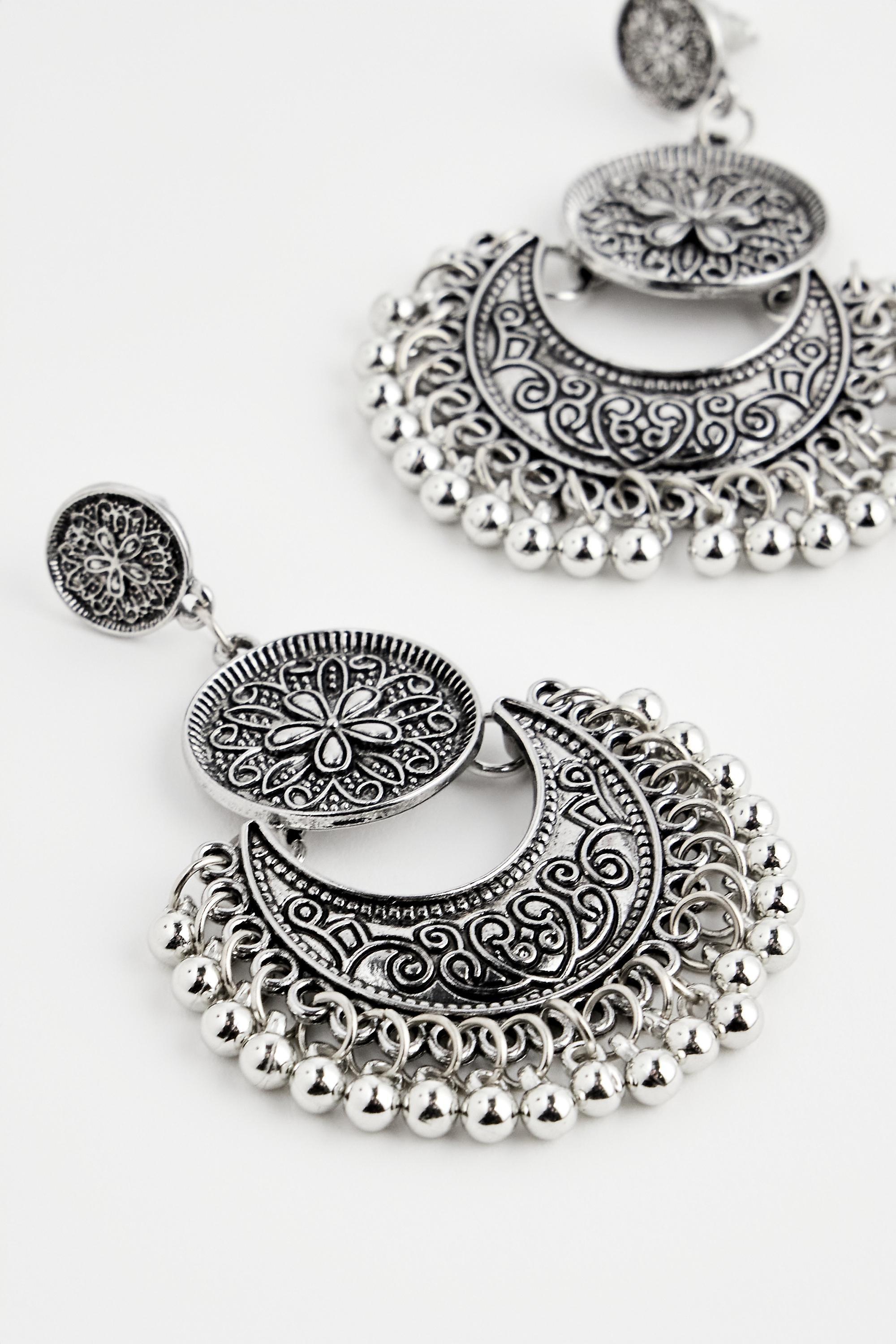 Silver Silence + Noise Ornate Boho Earrings, SLVR, large image number 2