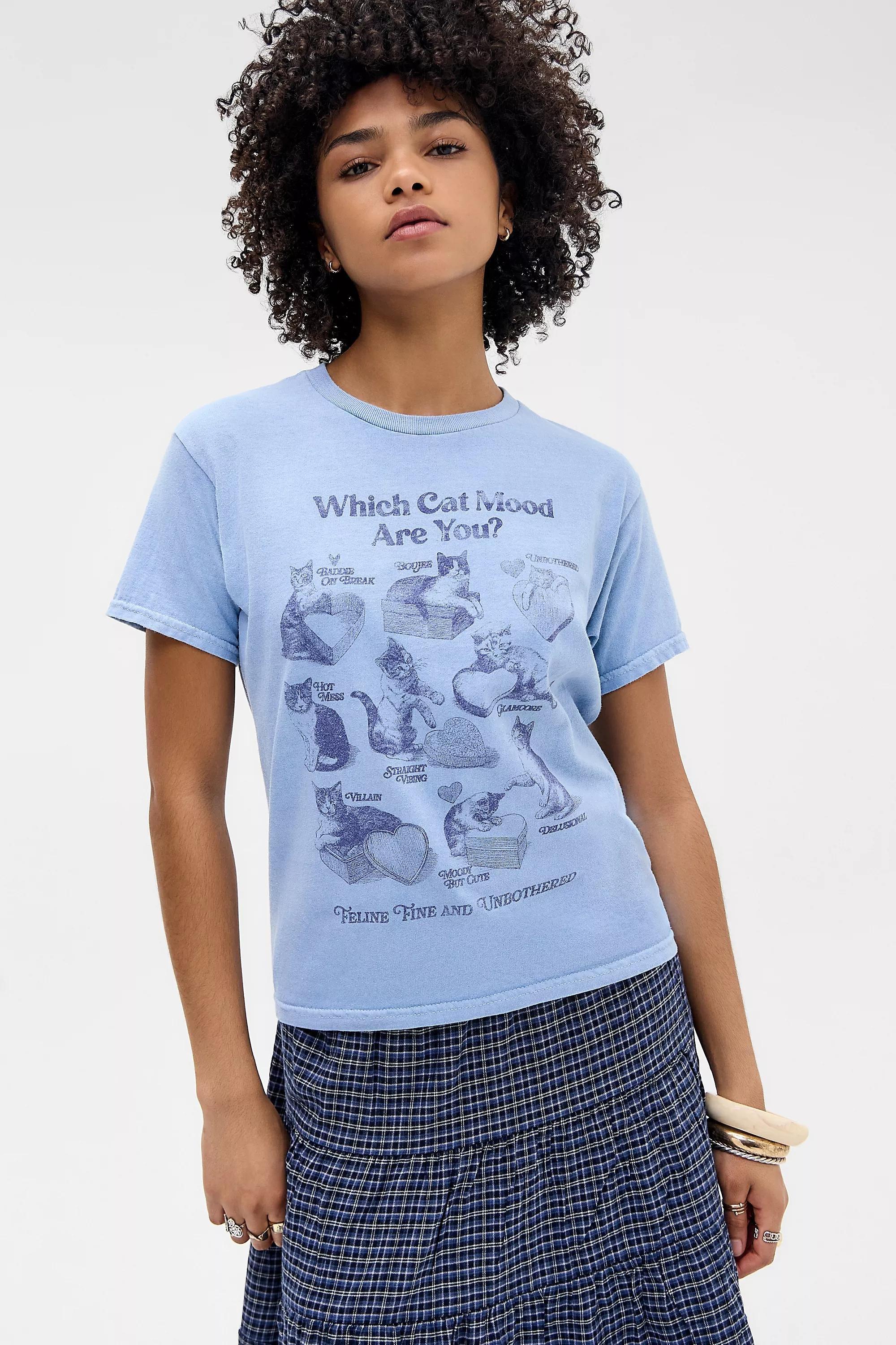 Blue Uo Feeline Fine Relaxed T-Shirt, BLUE, large image number 0