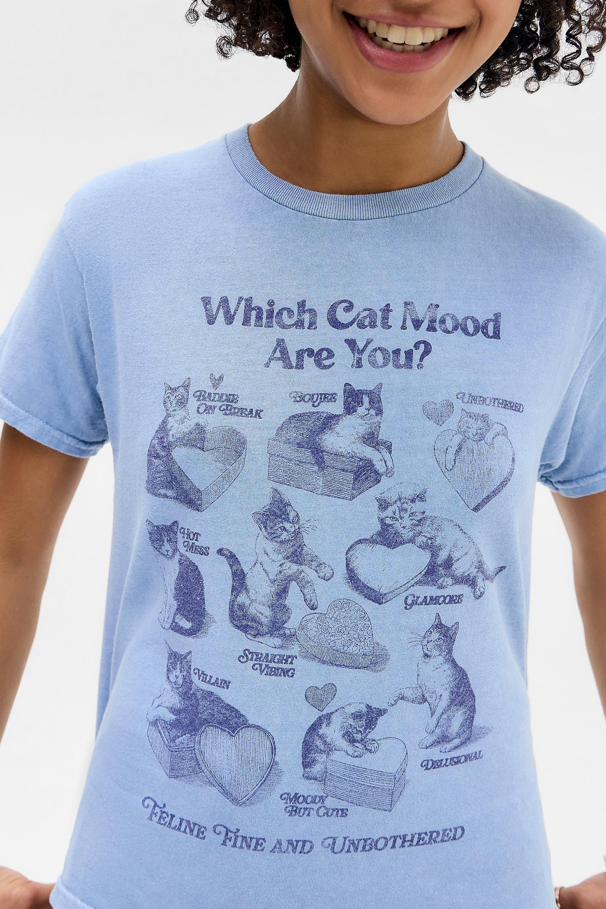 Blue Uo Feeline Fine Relaxed T-Shirt, BLUE, large image number 1