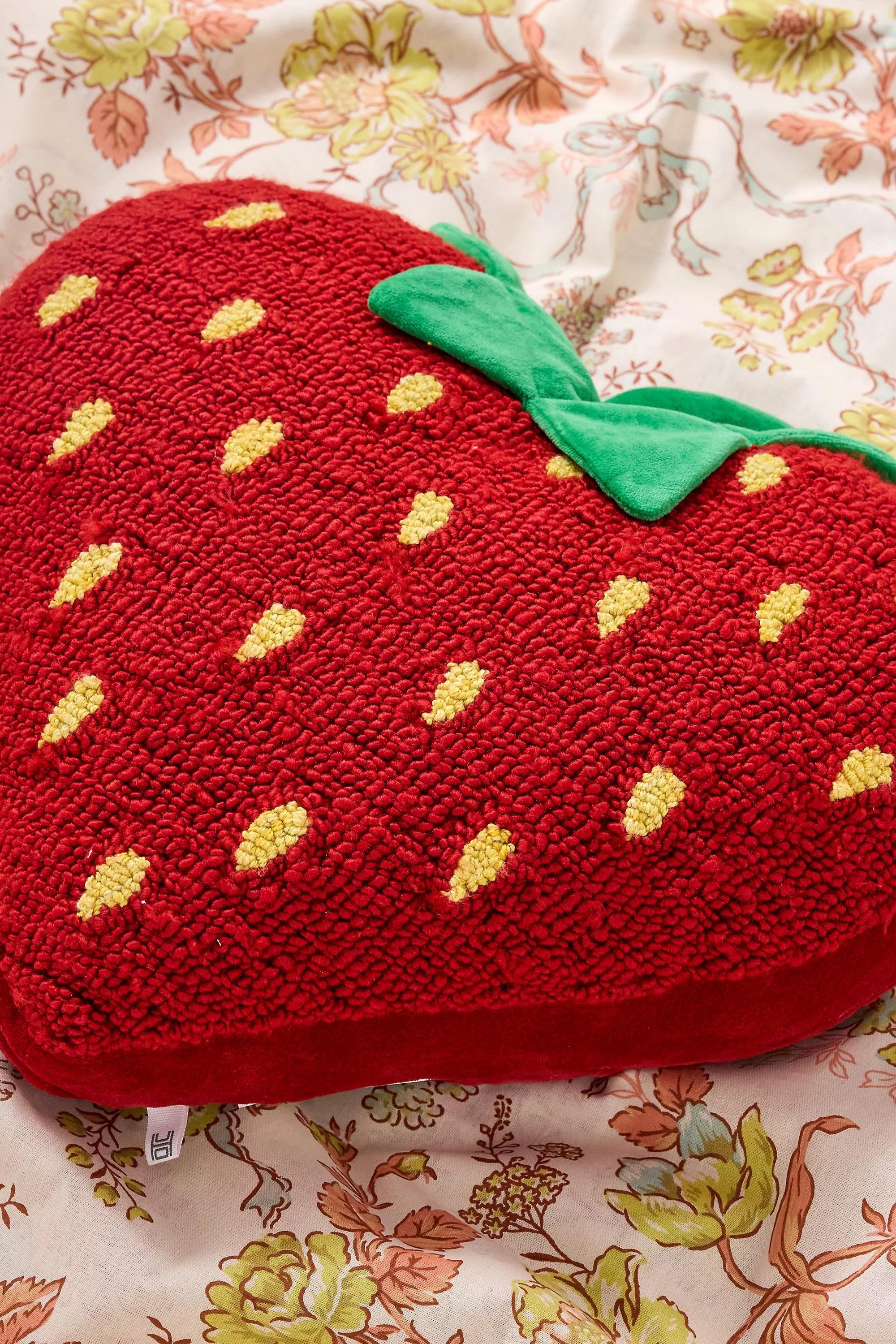 RED Strawberry Heart Cushion, RED, medium