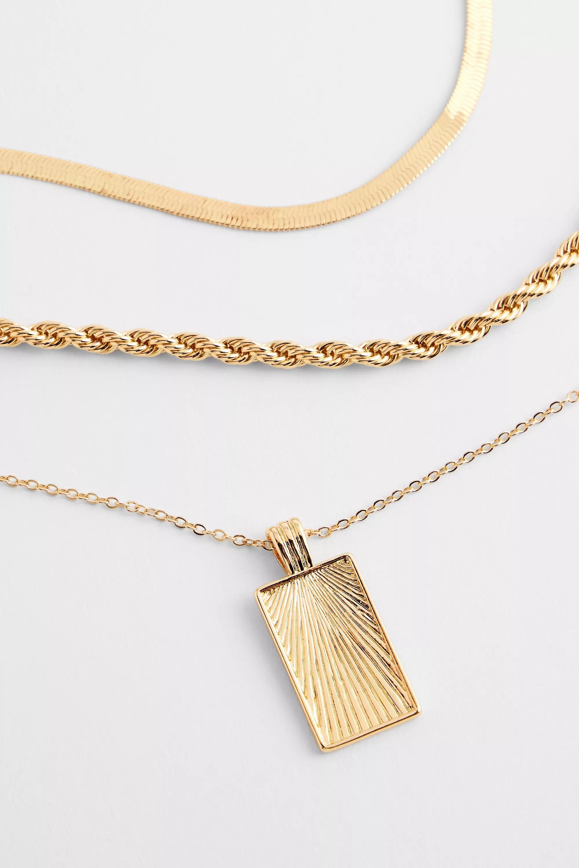 GOLD Silence + Noise Layered Rectangle Pendant Necklace 3-Pack, GOLD, large image number 0
