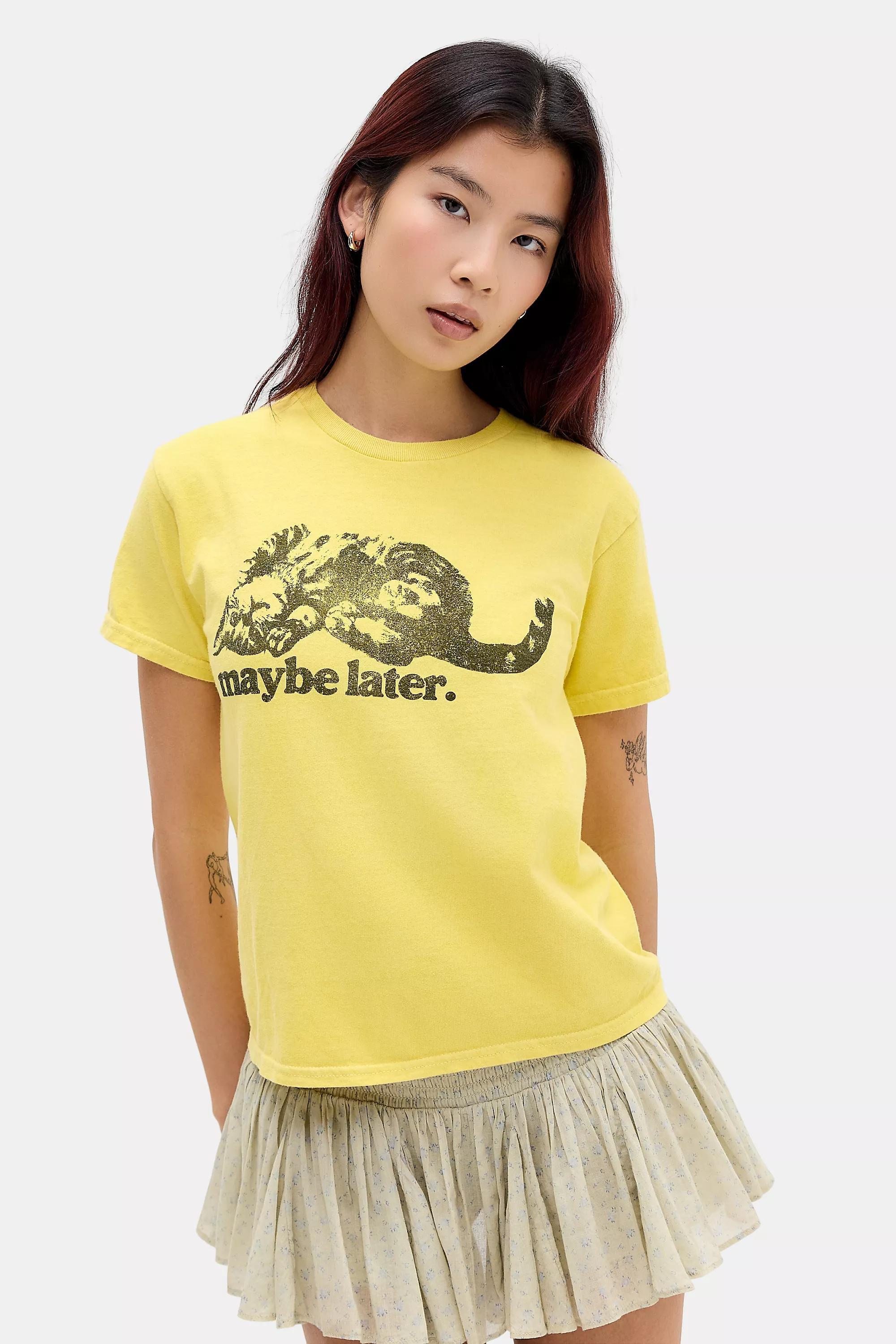 Yellow Uo Maybe Later Relaxed T-Shirt, YEL, medium