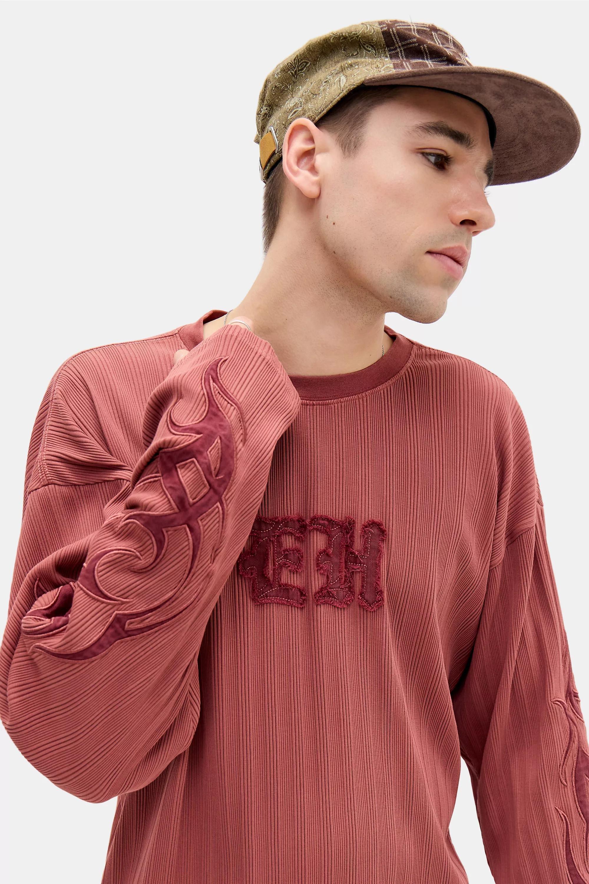 Red Ed Hardy Uo Rosewood Rib Applique T-Shirt, RED, medium