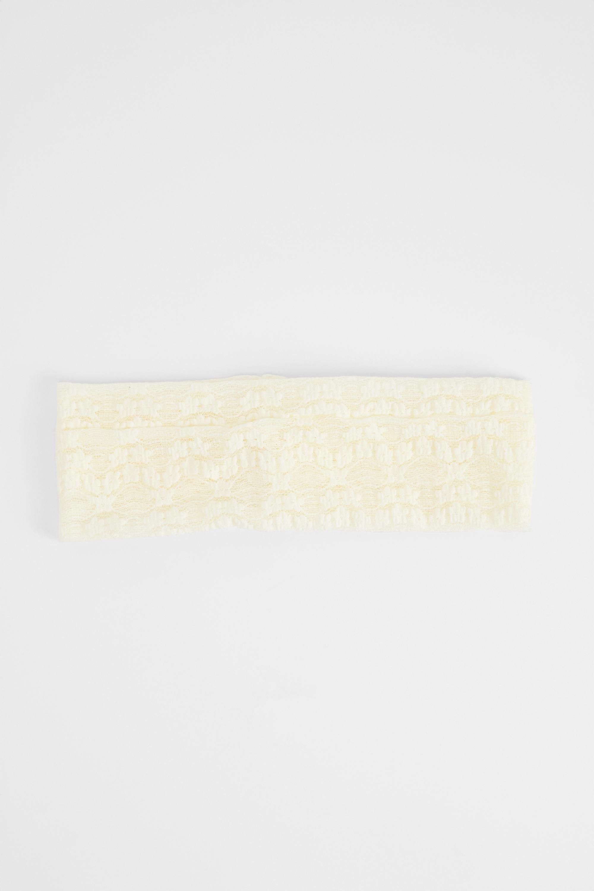White Uo Lace Headband, CREME, large image number 1