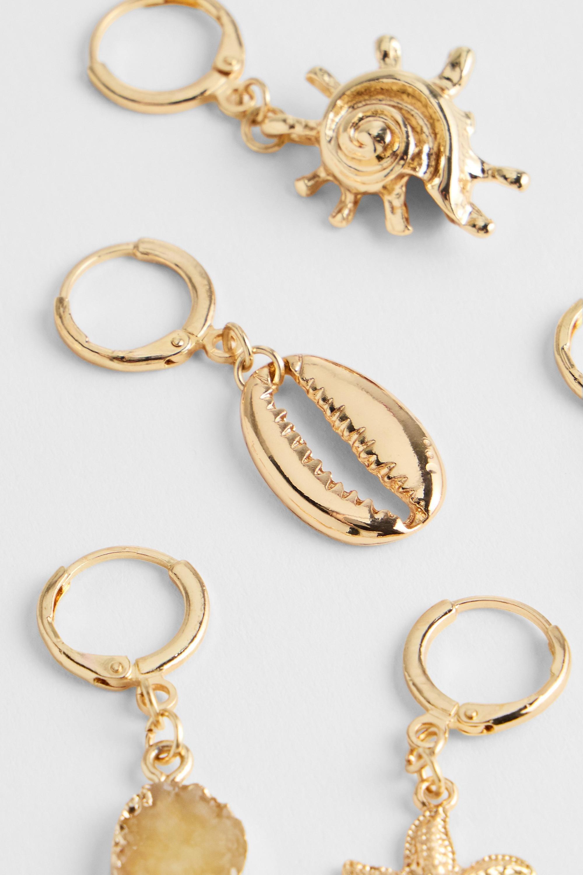 Gold Silence + Noise Ocean Charm Mixed Earrings 6-Pack, GOLD, large image number 2