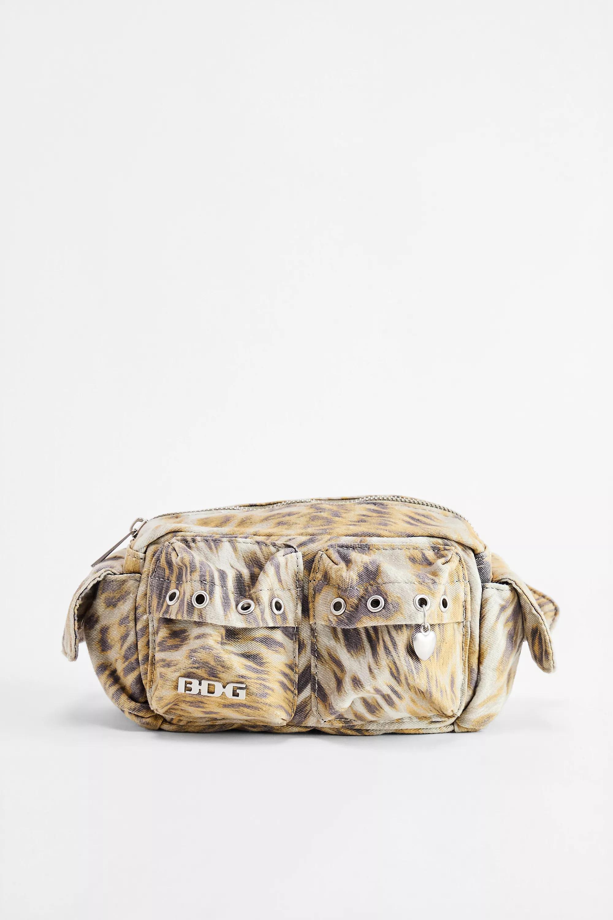 Brown Bdg Leopard Print Pocket Makeup Bag, TAUPE, large image number 0