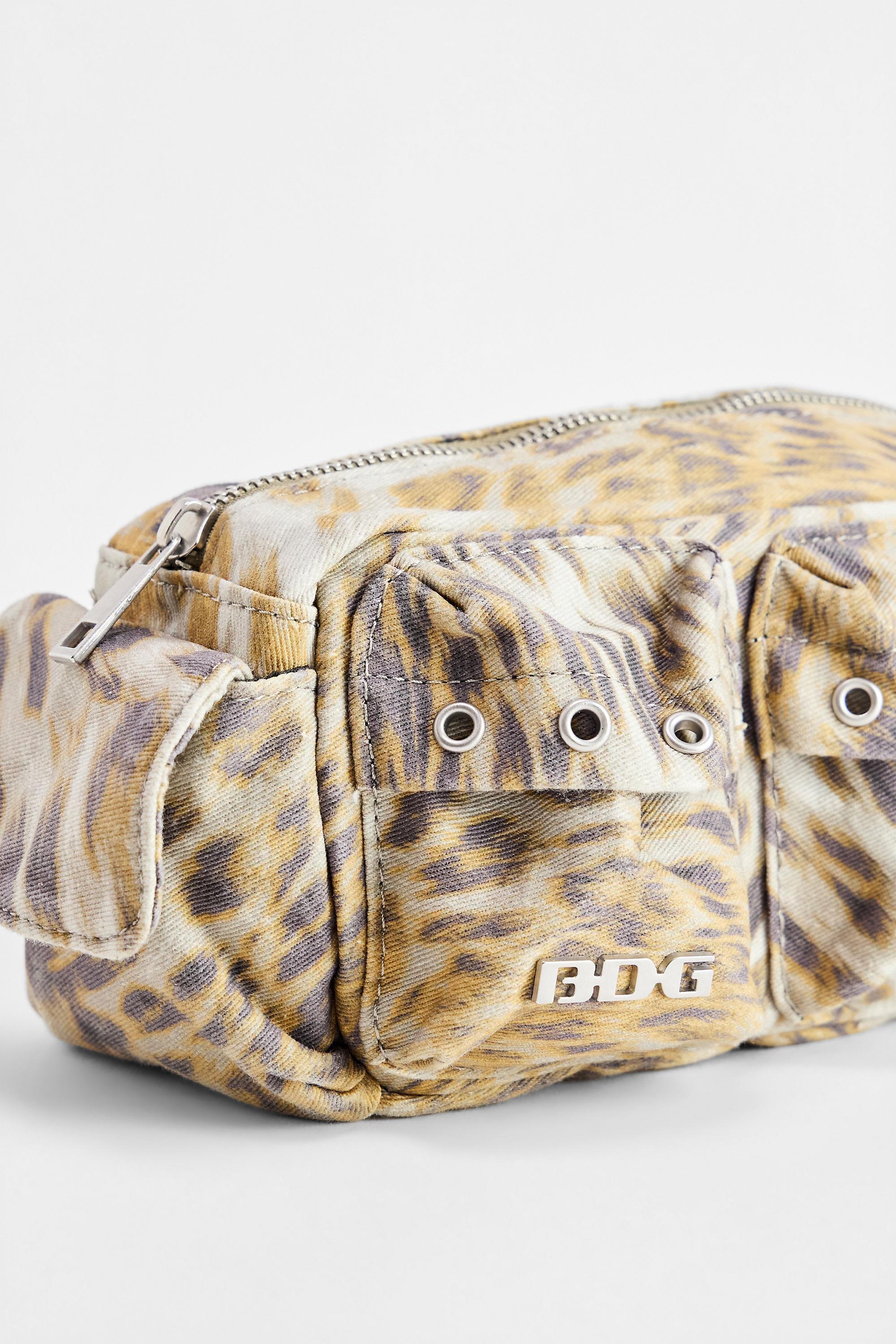 Brown Bdg Leopard Print Pocket Makeup Bag, TAUPE, medium