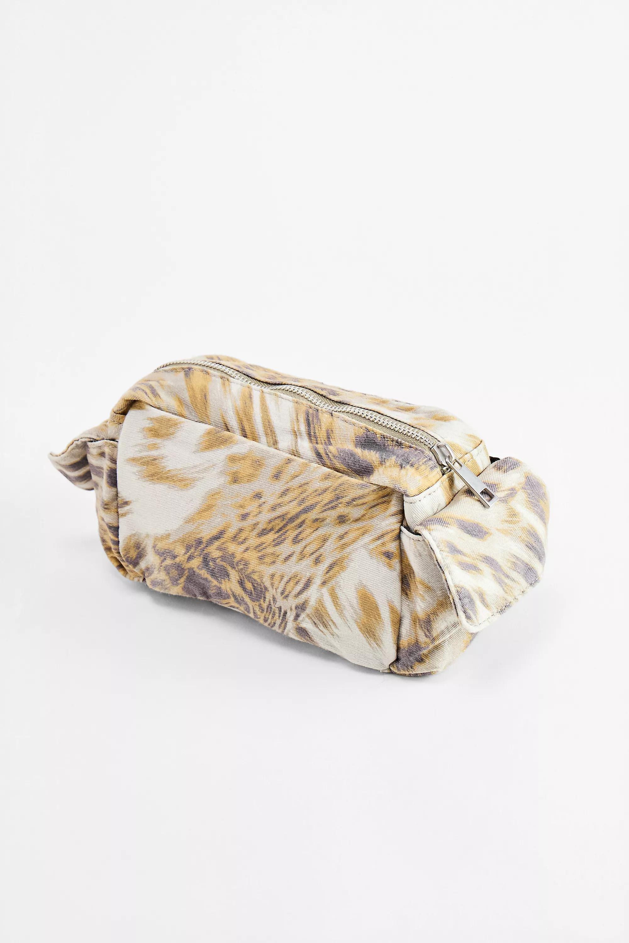Brown Bdg Leopard Print Pocket Makeup Bag, TAUPE, large image number 3