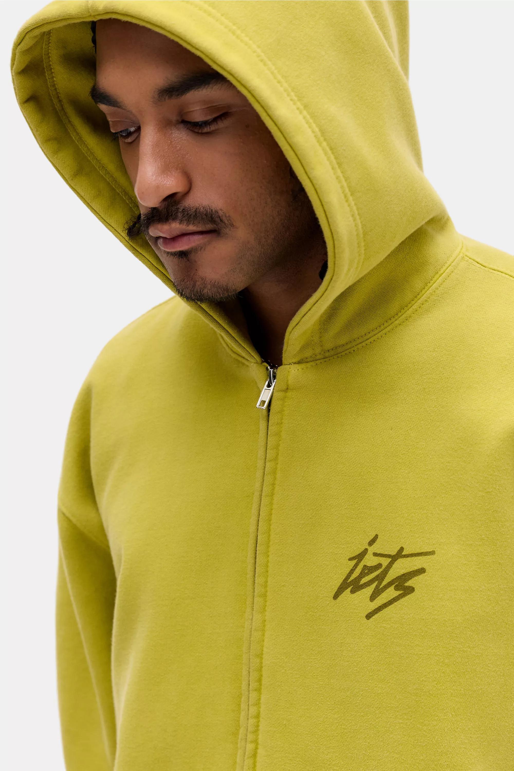 Yellow iets frans... Lime Script Zip-Through Hoodie, LIM, large image number 3
