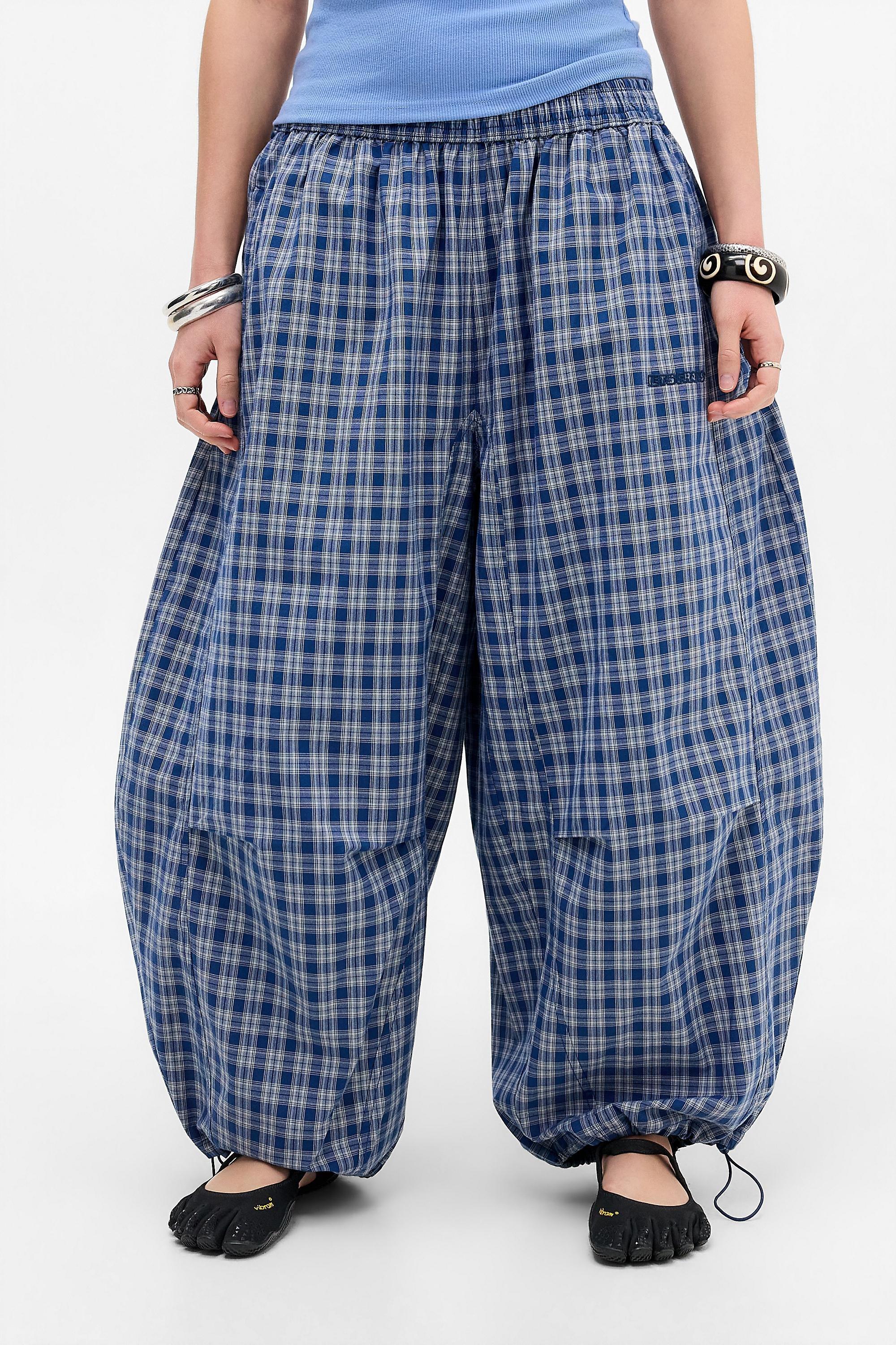 BLUE iets frans... Sid Check Cotton Trousers, BLUE, large image number 0