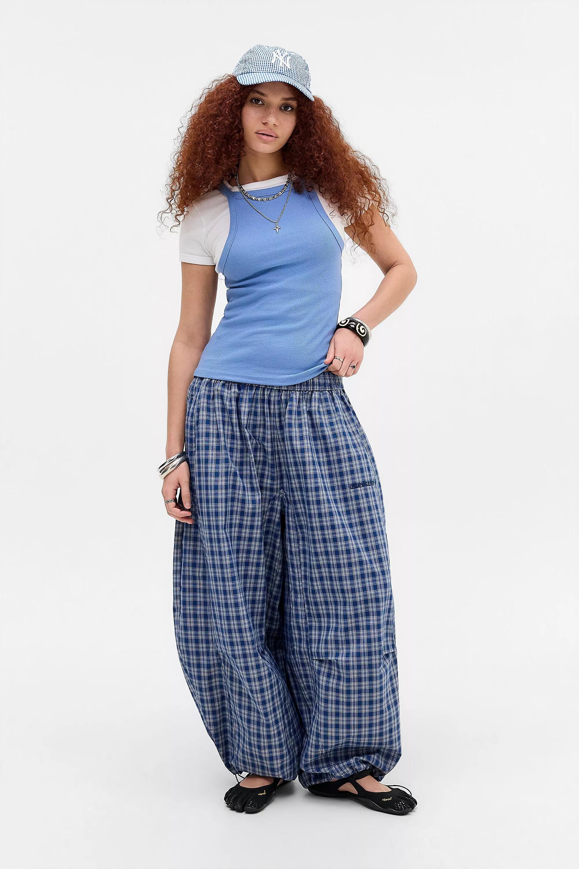 BLUE iets frans... Sid Check Cotton Trousers, BLUE, large image number 2
