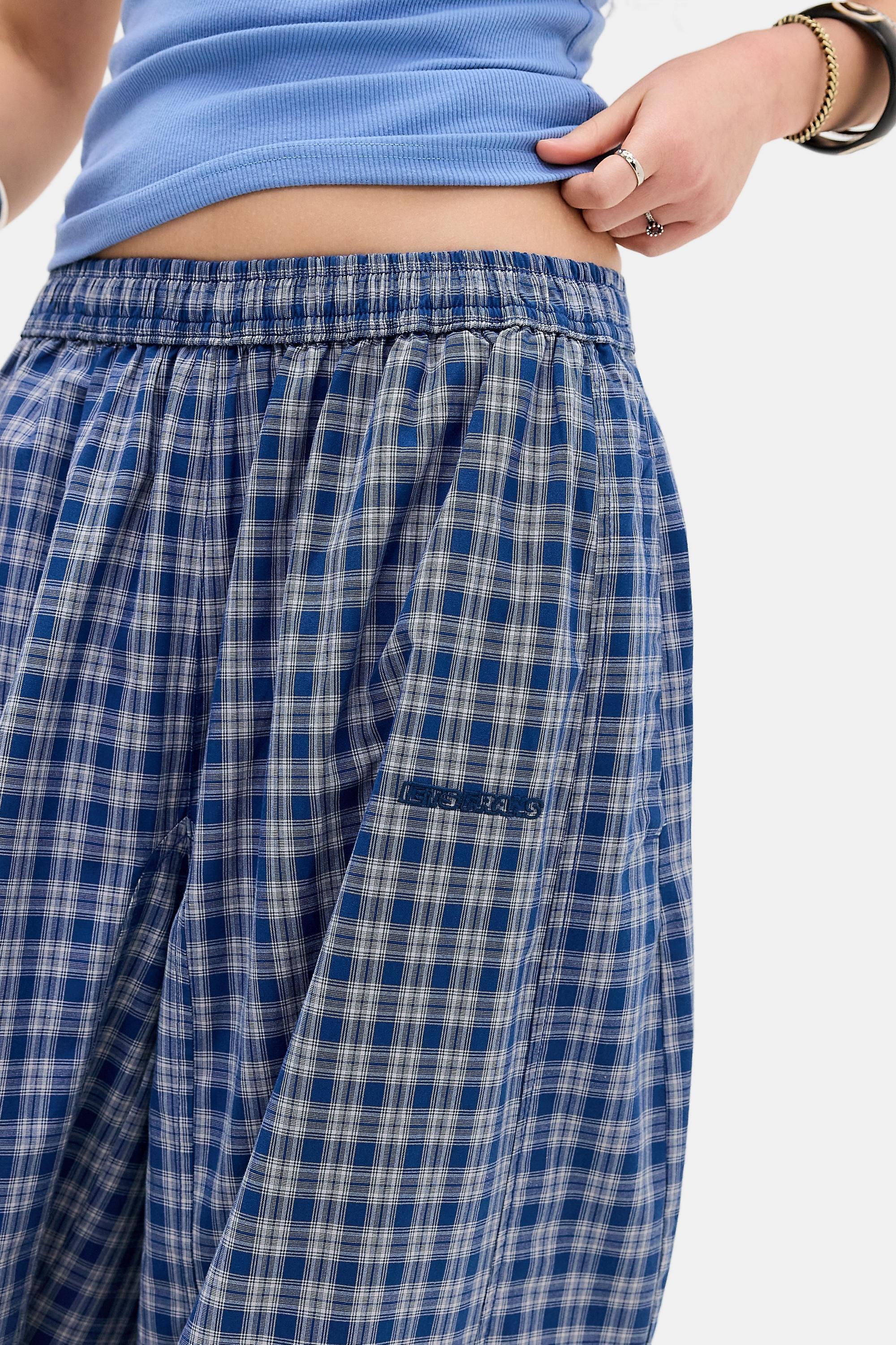 BLUE iets frans... Sid Check Cotton Trousers, BLUE, large image number 3