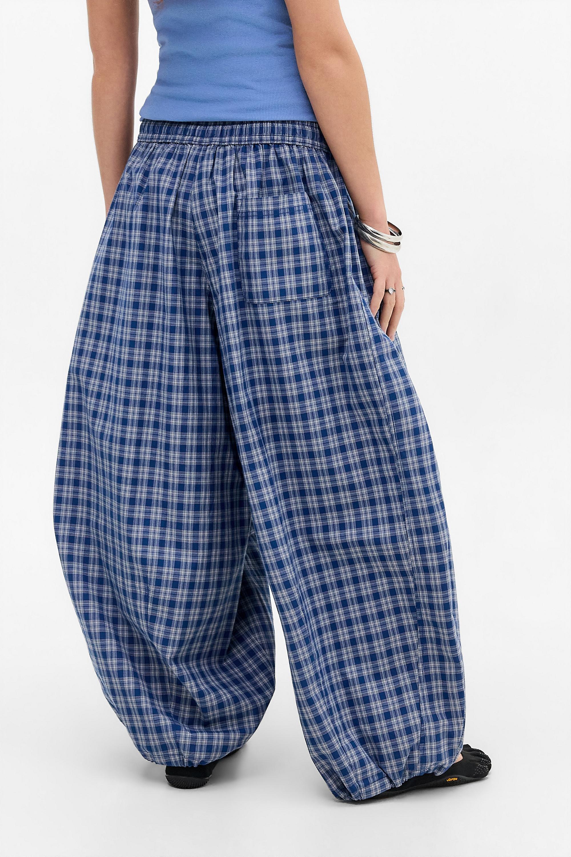 BLUE iets frans... Sid Check Cotton Trousers, BLUE, large image number 4