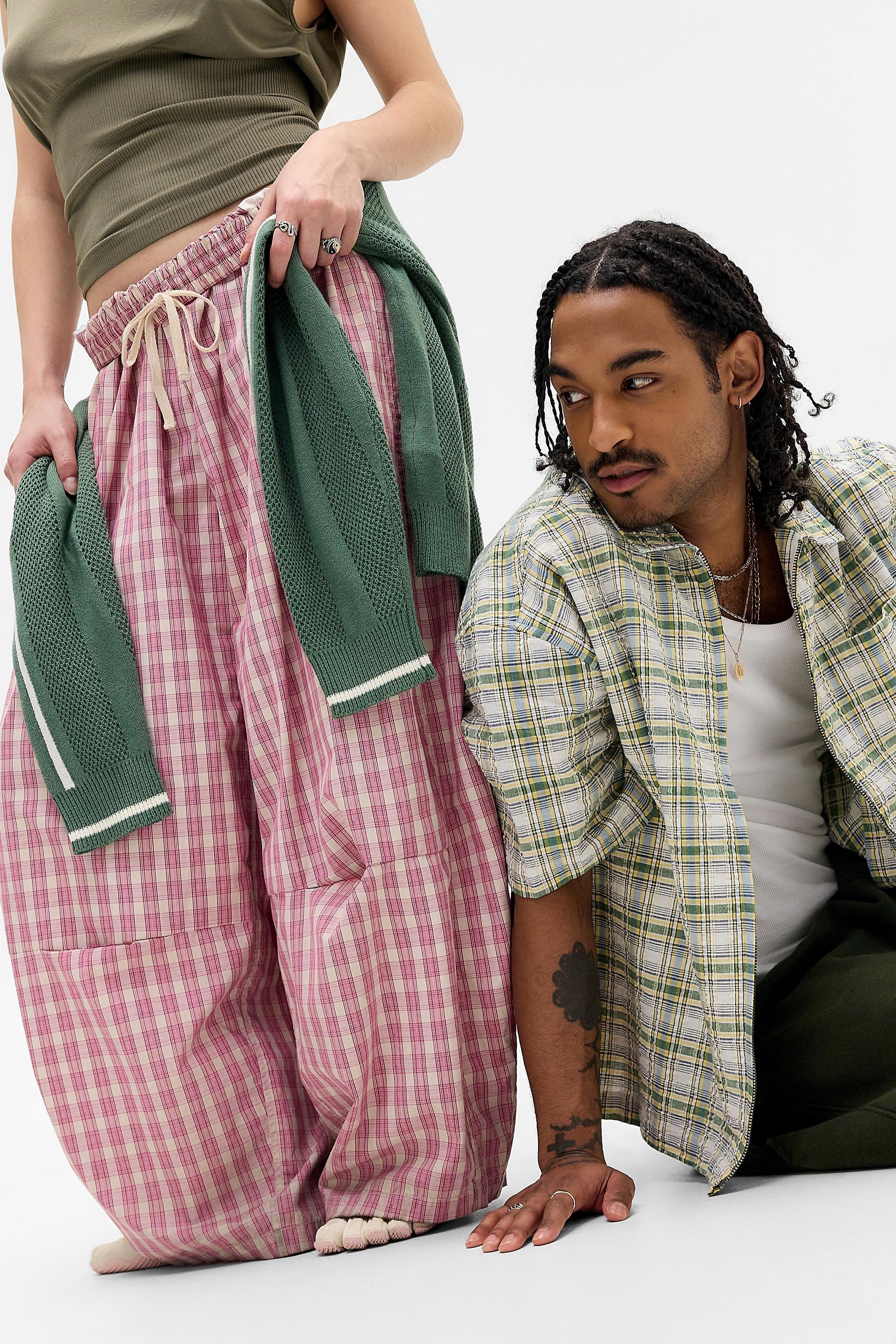 Pink iets frans... Sid Check Cotton Trousers, PINK, large image number 0