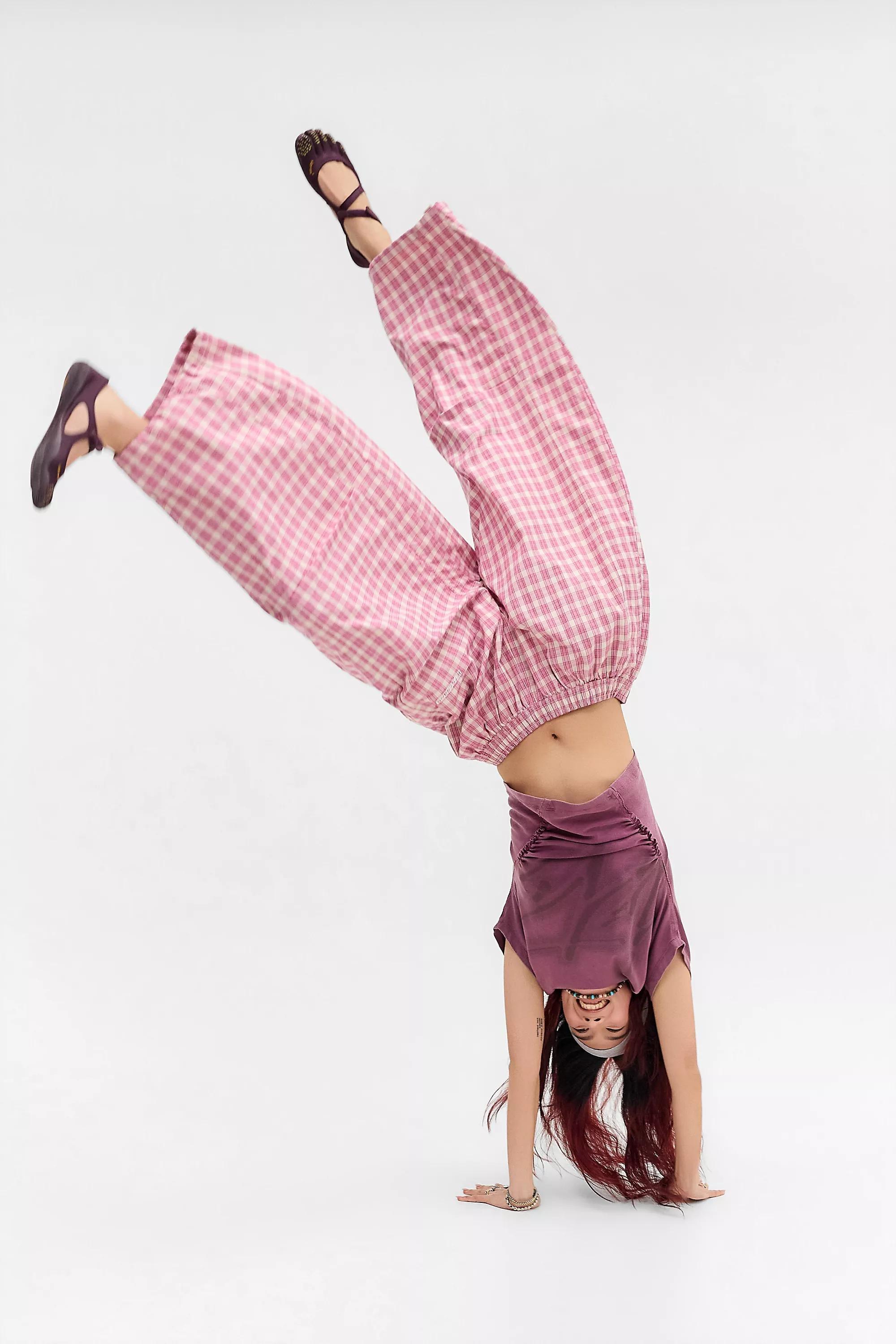 Pink iets frans... Sid Check Cotton Trousers, PINK, large image number 2