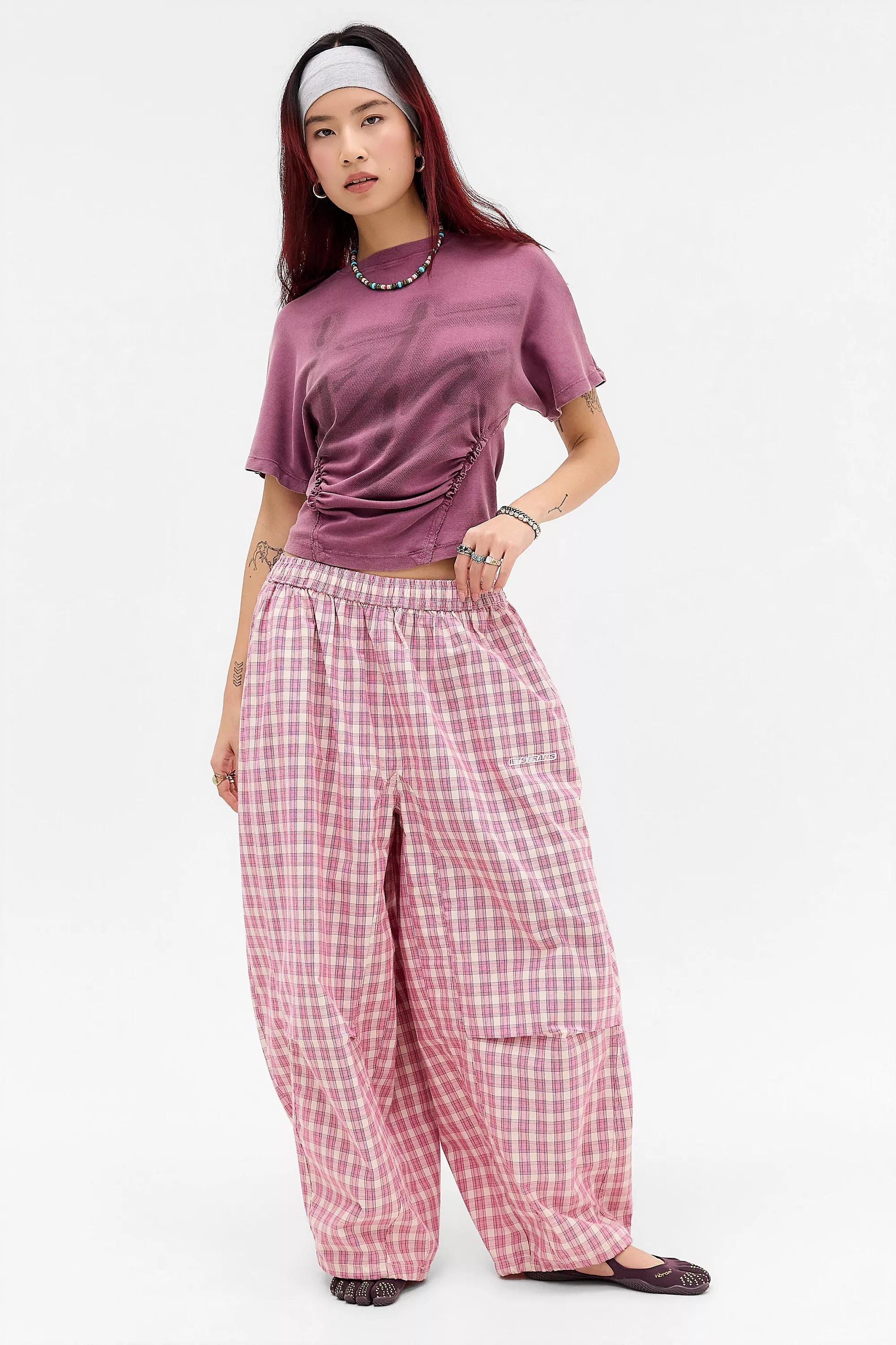 Pink iets frans... Sid Check Cotton Trousers, PINK, large image number 3