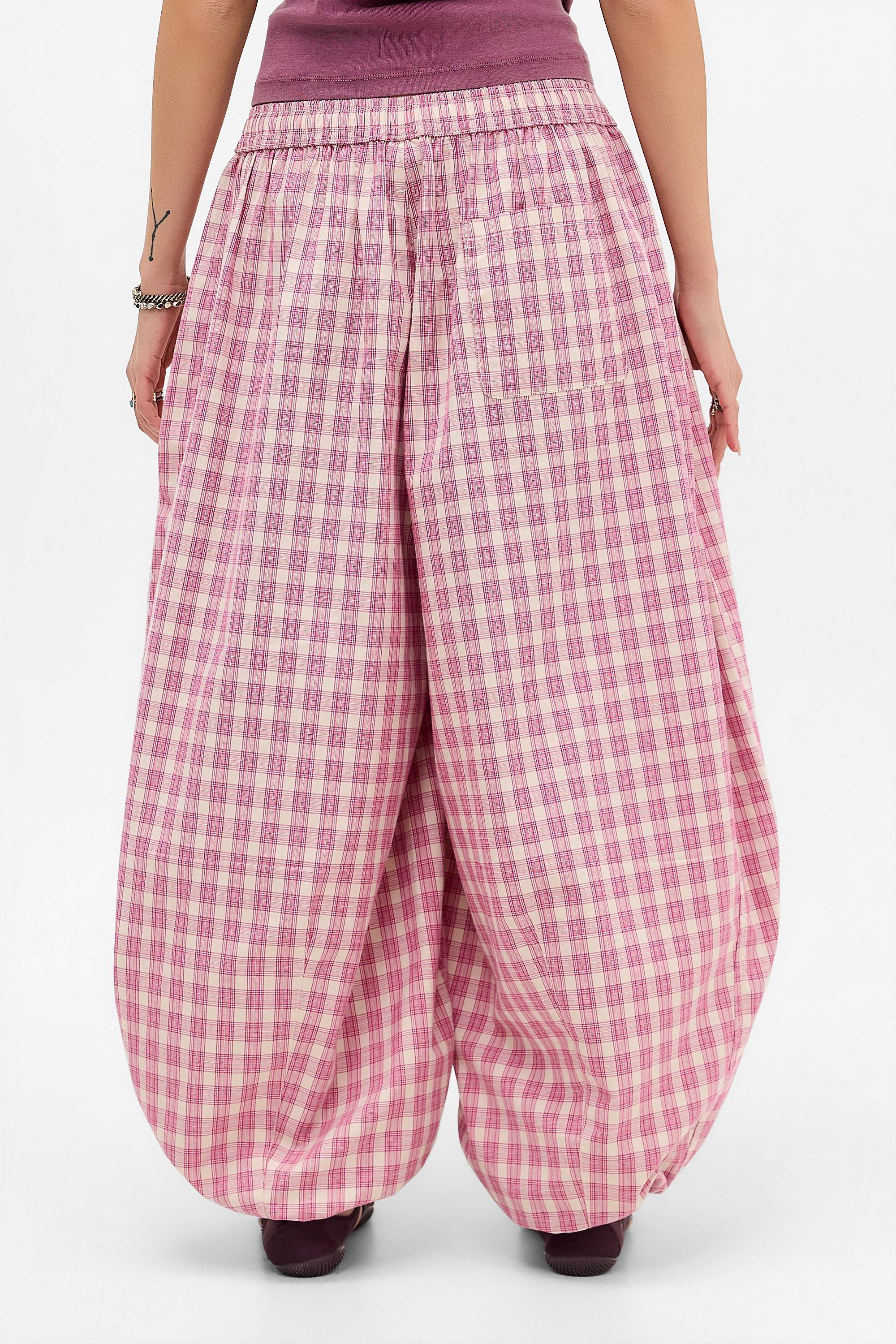 Pink iets frans... Sid Check Cotton Trousers, PINK, large image number 5