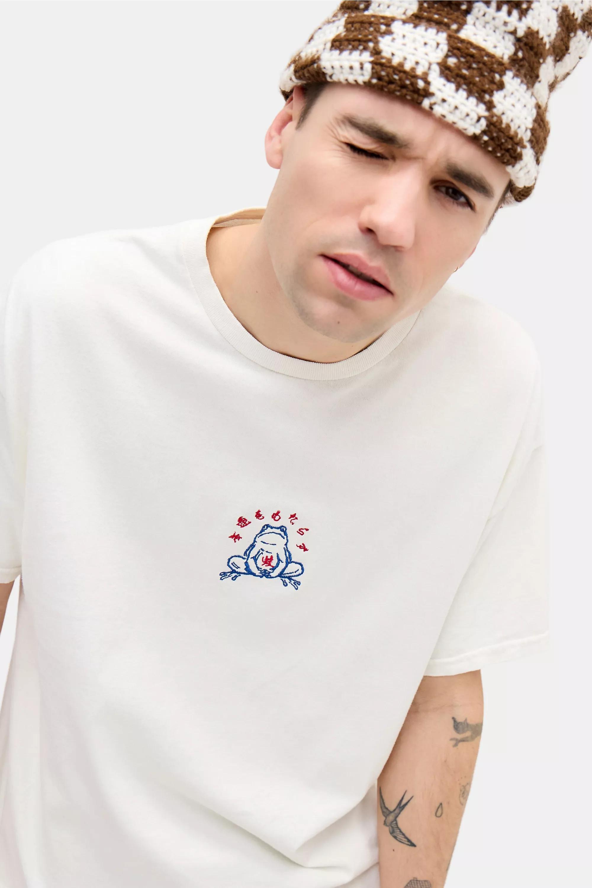White Uo Ecru Frog Graphic T-Shirt, CREME, large image number 2