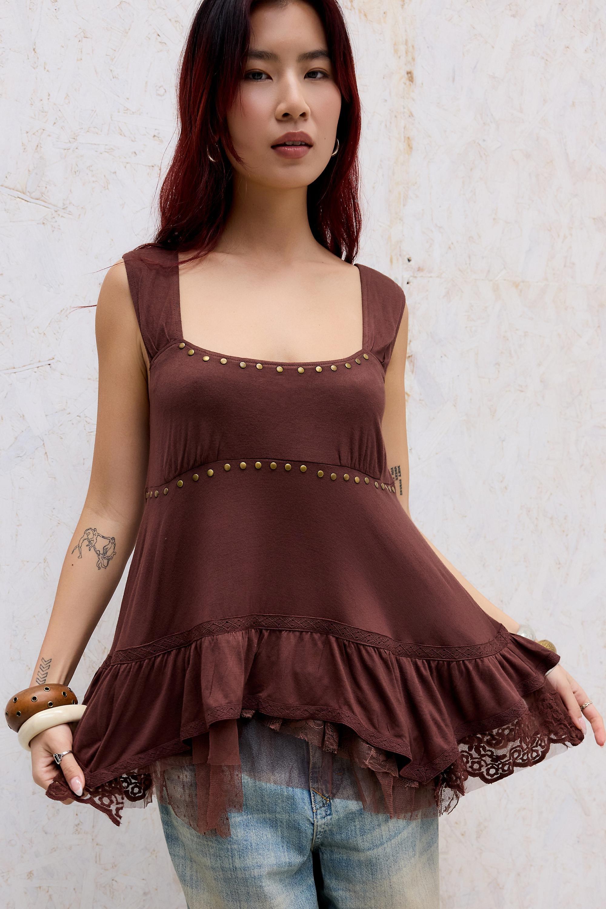 Brown Kimchi Blue Wisteria Tank Top, BRN, large image number 0